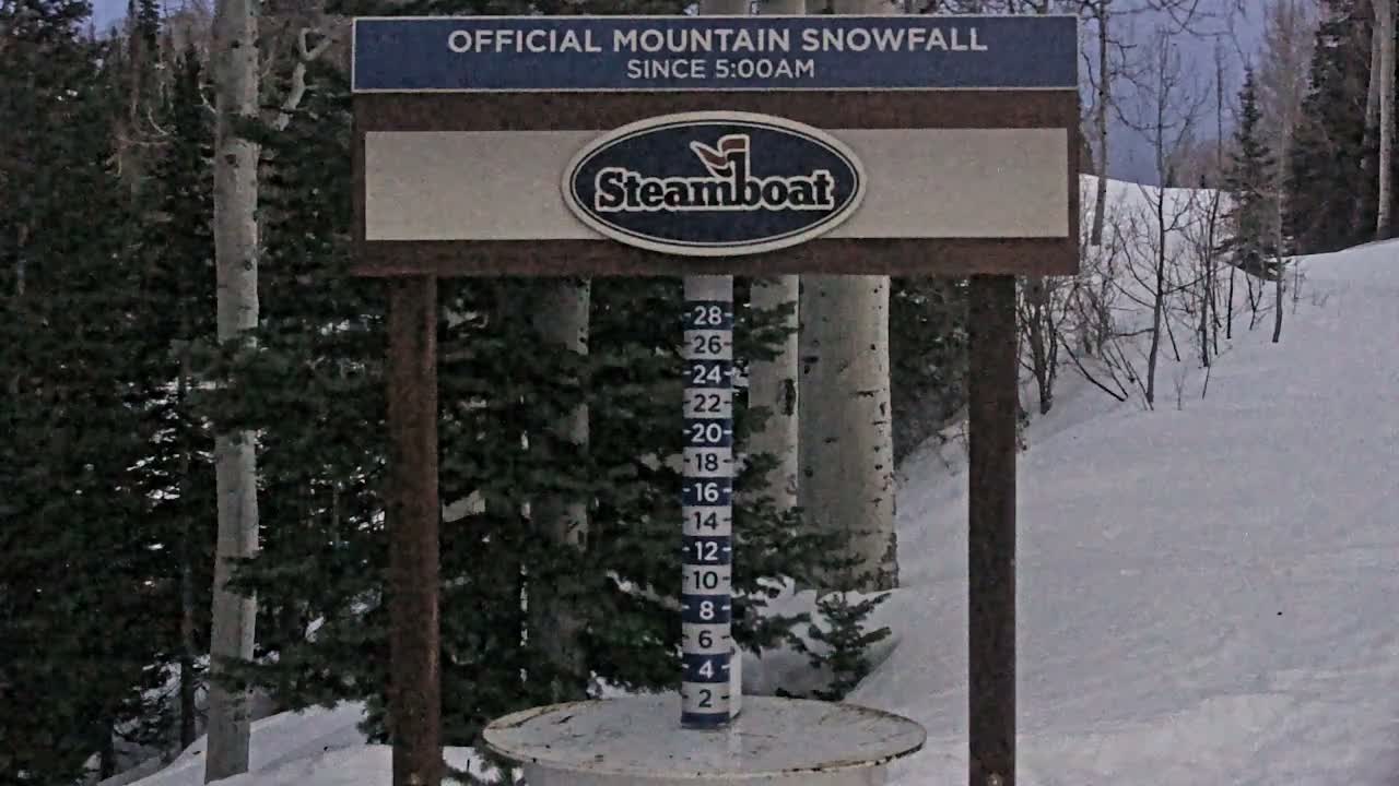 Steamboat Springs Mid-Mountain Snow Stake Live Cam - Steamboat Springs, Routt County, Colorado, USA
