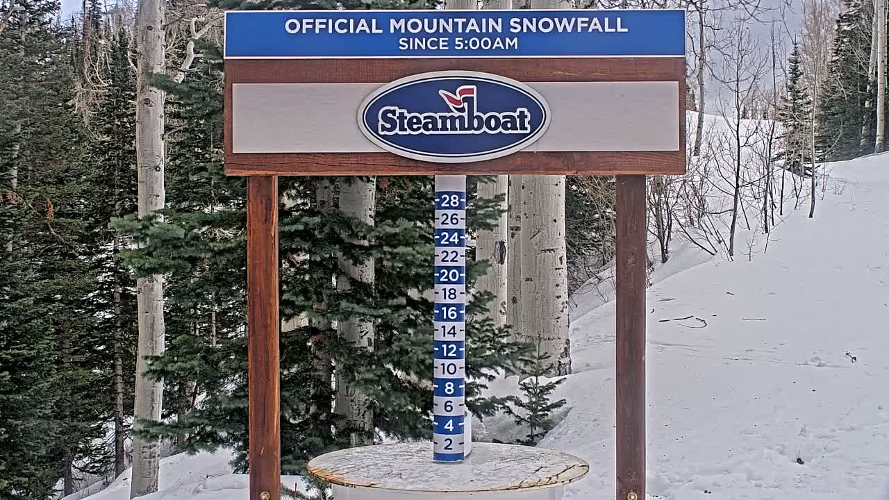Steamboat Springs Mid-Mountain Snow Stake Live Cam - Steamboat Springs, Routt County, Colorado, USA