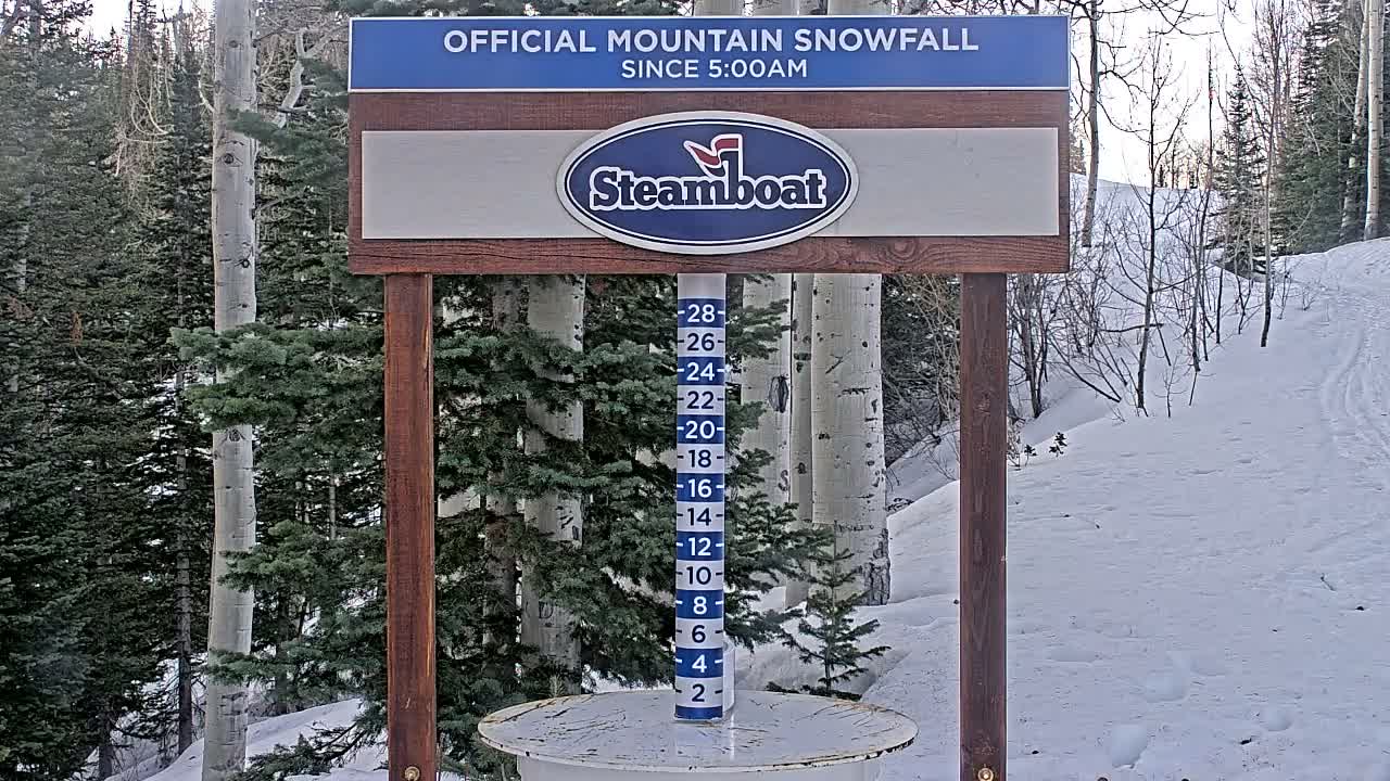 Steamboat Springs Mid-Mountain Snow Stake Live Cam - Steamboat Springs, Routt County, Colorado, USA