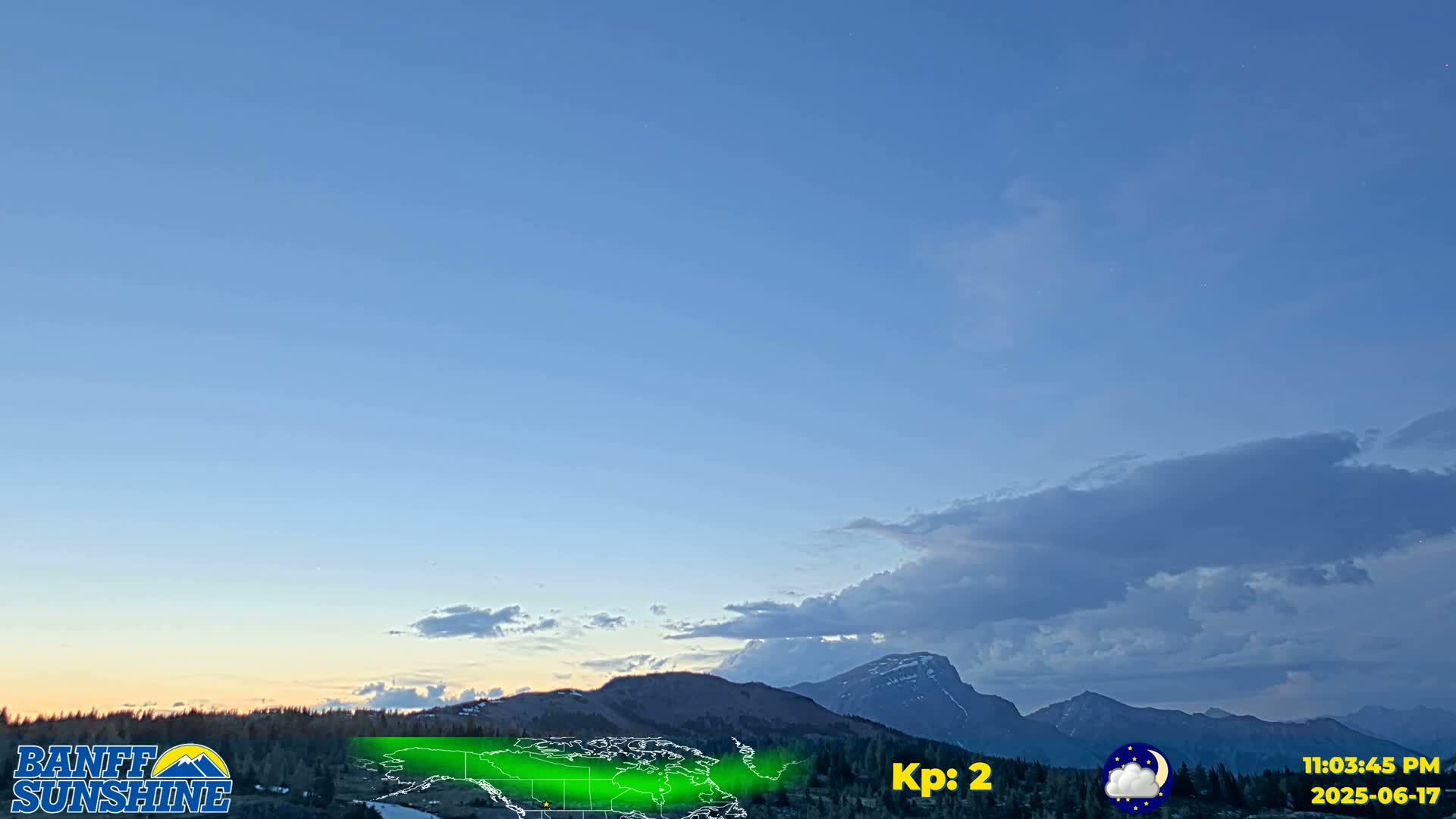 Banff Sunshine Ski Village Mt Bourgeau View & Aurora Borealis/ Northern Lights Live Cam -  Banff, Alberta's Rockies, Alberta, Canada