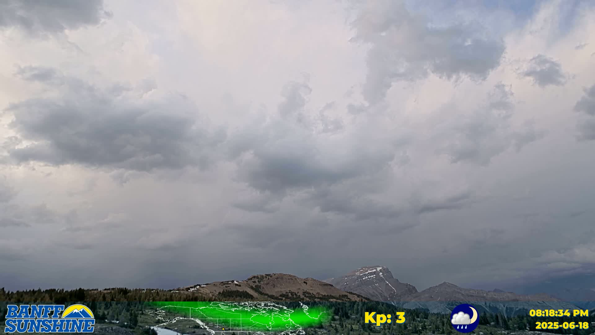 Banff Sunshine Ski Village Mt Bourgeau View & Aurora Borealis/ Northern Lights Live Cam -  Banff, Alberta's Rockies, Alberta, Canada