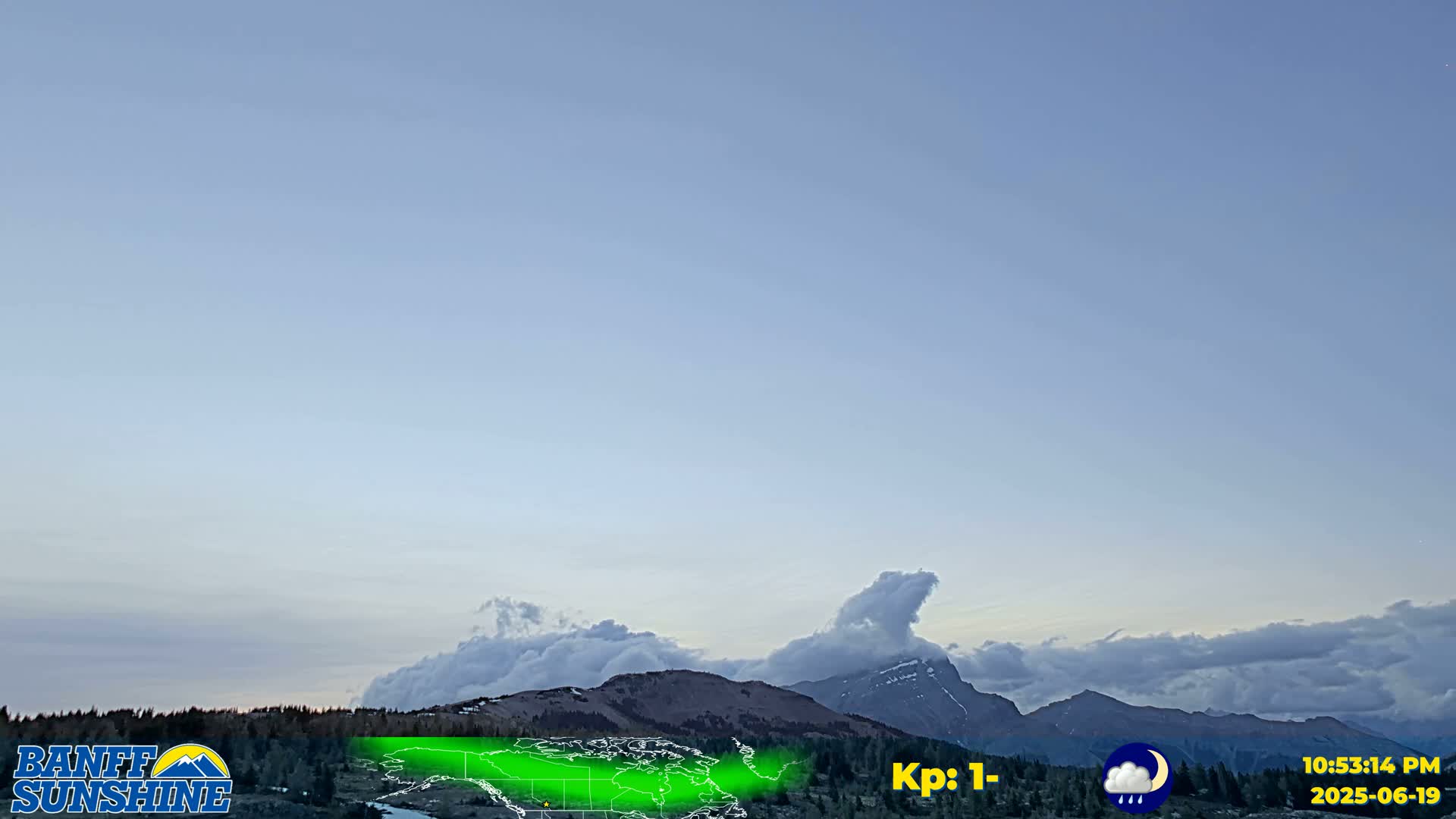 Banff Sunshine Ski Village Mt Bourgeau View & Aurora Borealis/ Northern Lights Live Cam -  Banff, Alberta's Rockies, Alberta, Canada