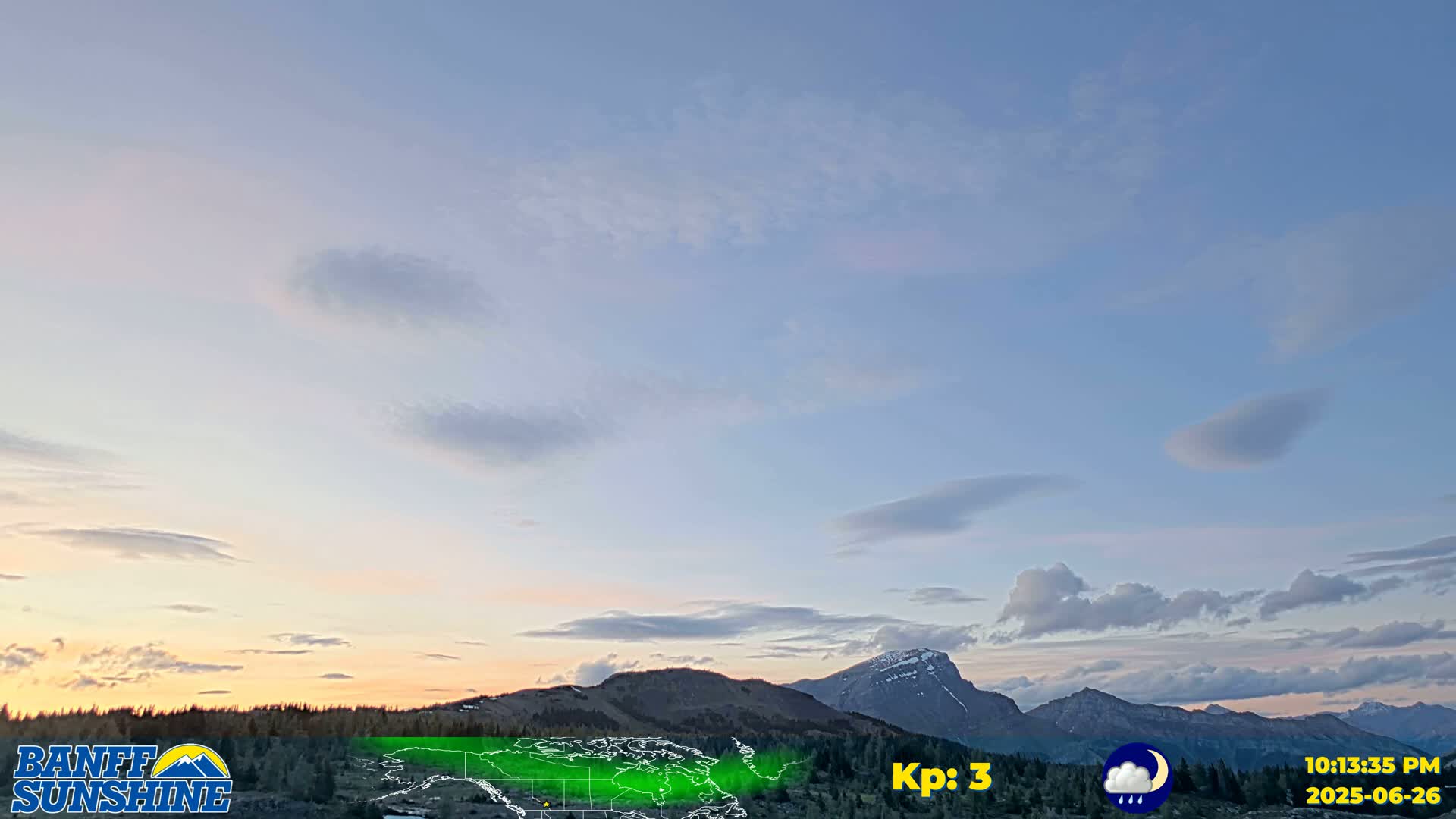 Banff Sunshine Ski Village Mt Bourgeau View & Aurora Borealis/ Northern Lights Live Cam -  Banff, Alberta's Rockies, Alberta, Canada