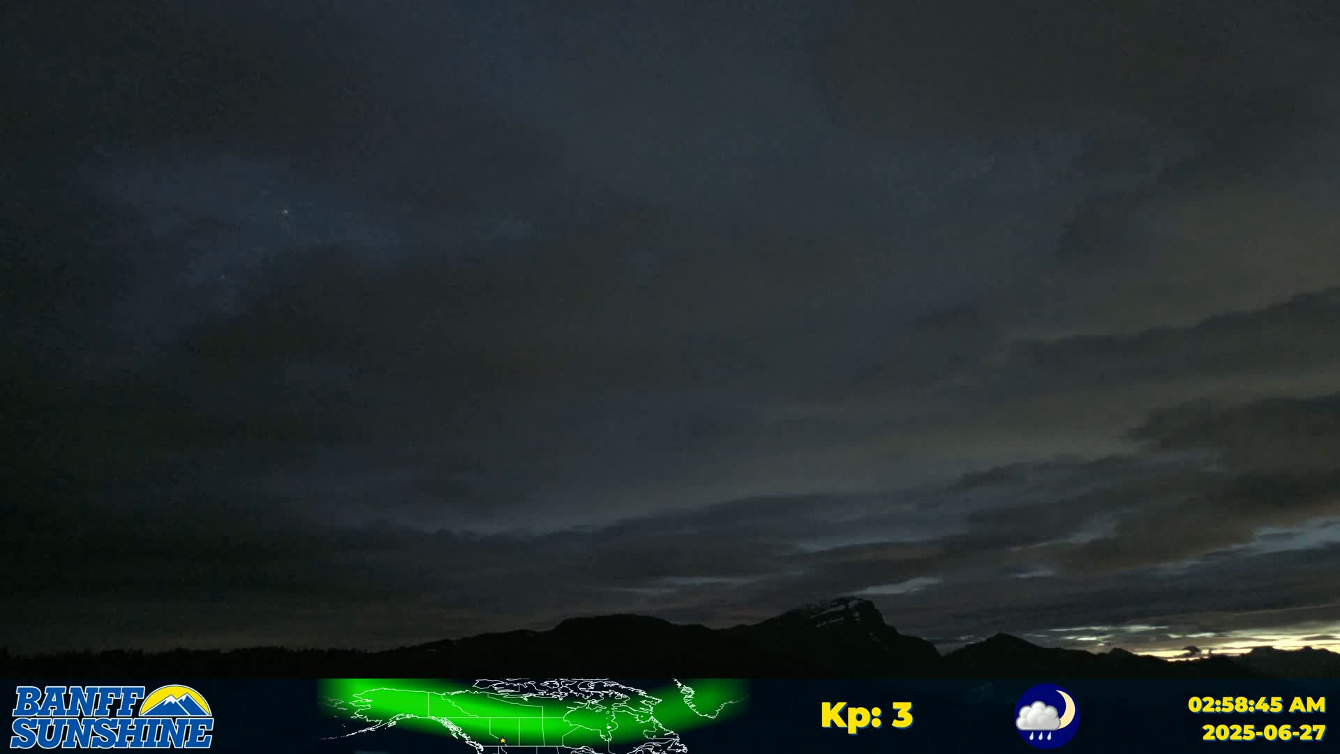 Banff Sunshine Ski Village Mt Bourgeau View & Aurora Borealis/ Northern Lights Live Cam -  Banff, Alberta's Rockies, Alberta, Canada