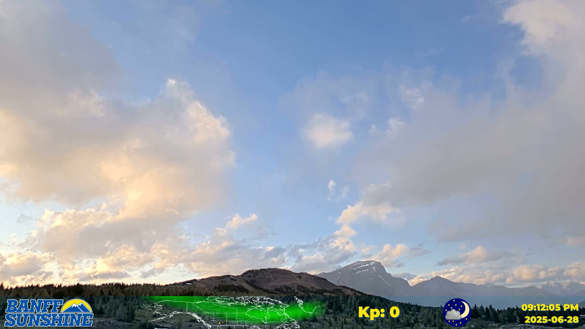 Banff Sunshine Ski Village Mt Bourgeau View & Aurora Borealis/ Northern Lights Live Cam -  Banff, Alberta's Rockies, Alberta, Canada