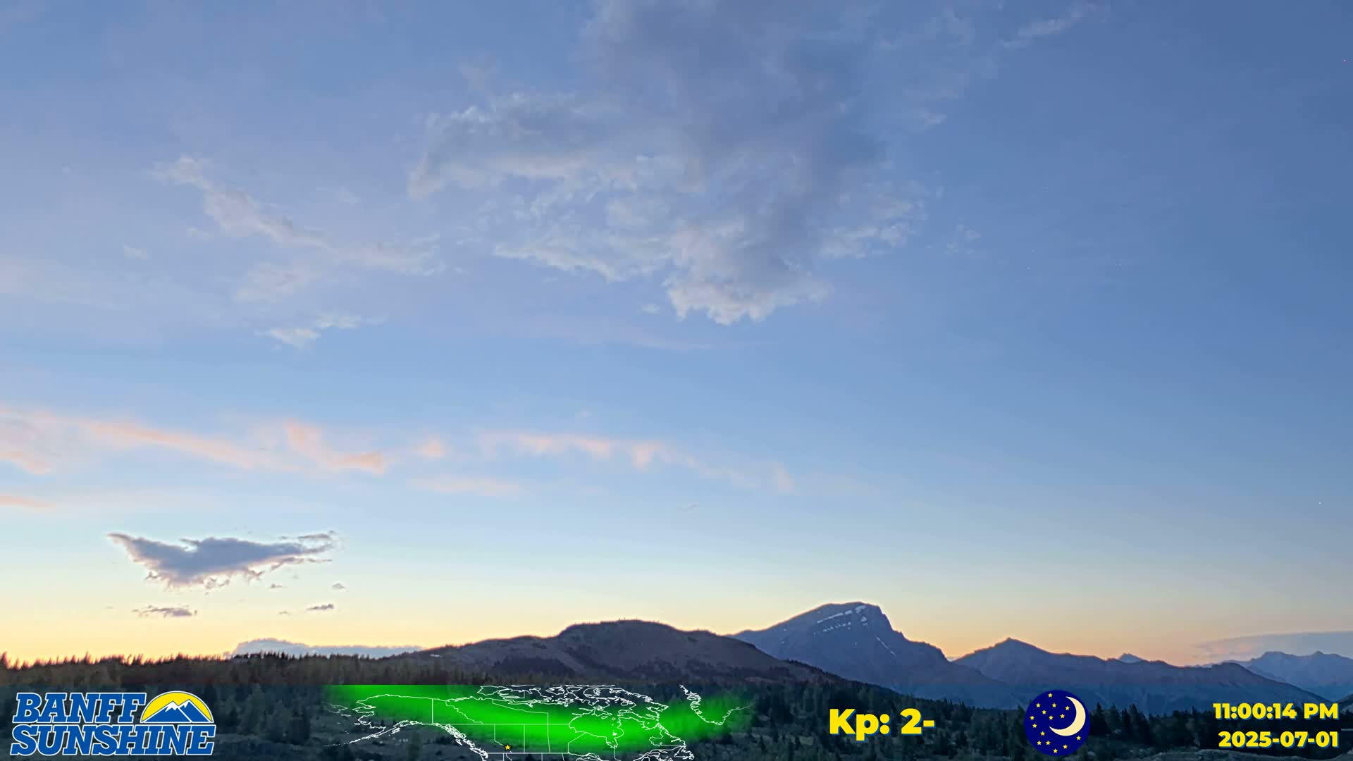 Banff Sunshine Ski Village Mt Bourgeau View & Aurora Borealis/ Northern Lights Live Cam -  Banff, Alberta's Rockies, Alberta, Canada
