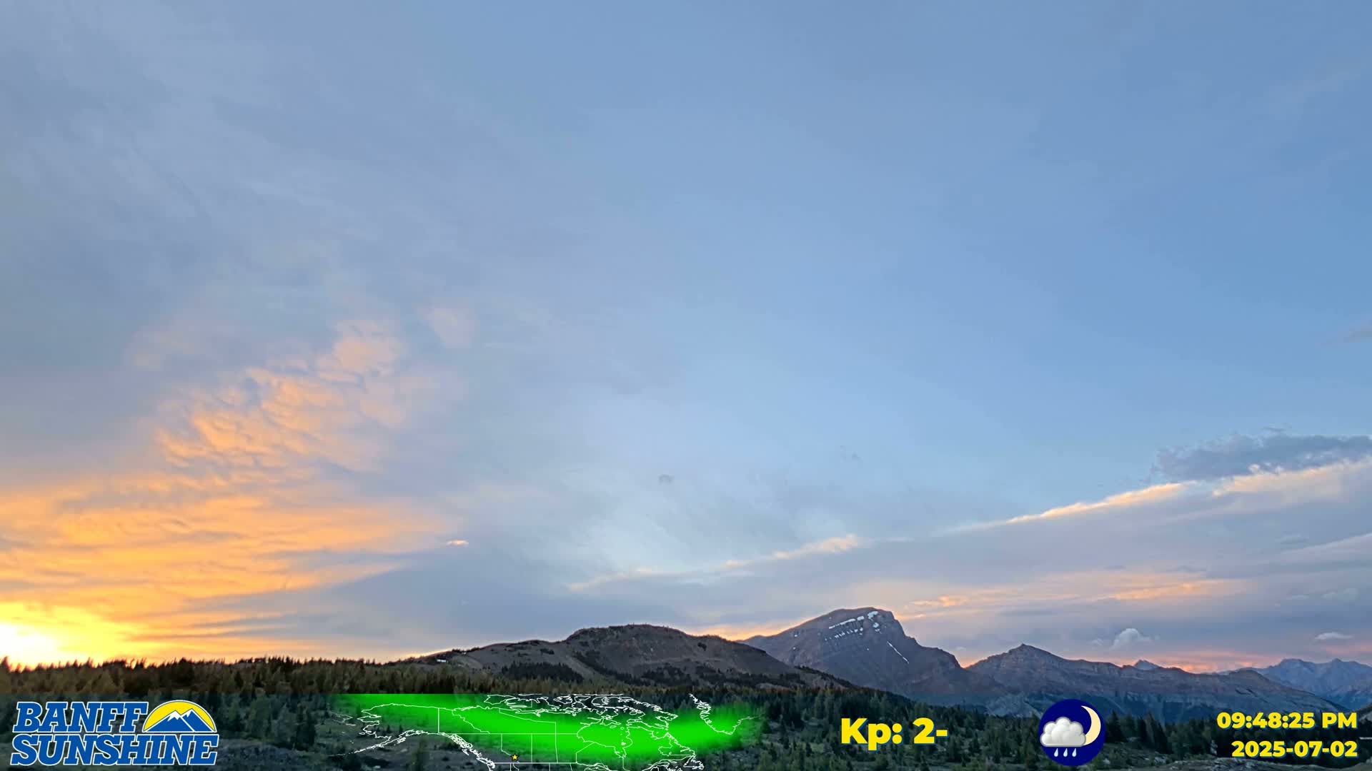 Banff Sunshine Ski Village Mt Bourgeau View & Aurora Borealis/ Northern Lights Live Cam -  Banff, Alberta's Rockies, Alberta, Canada