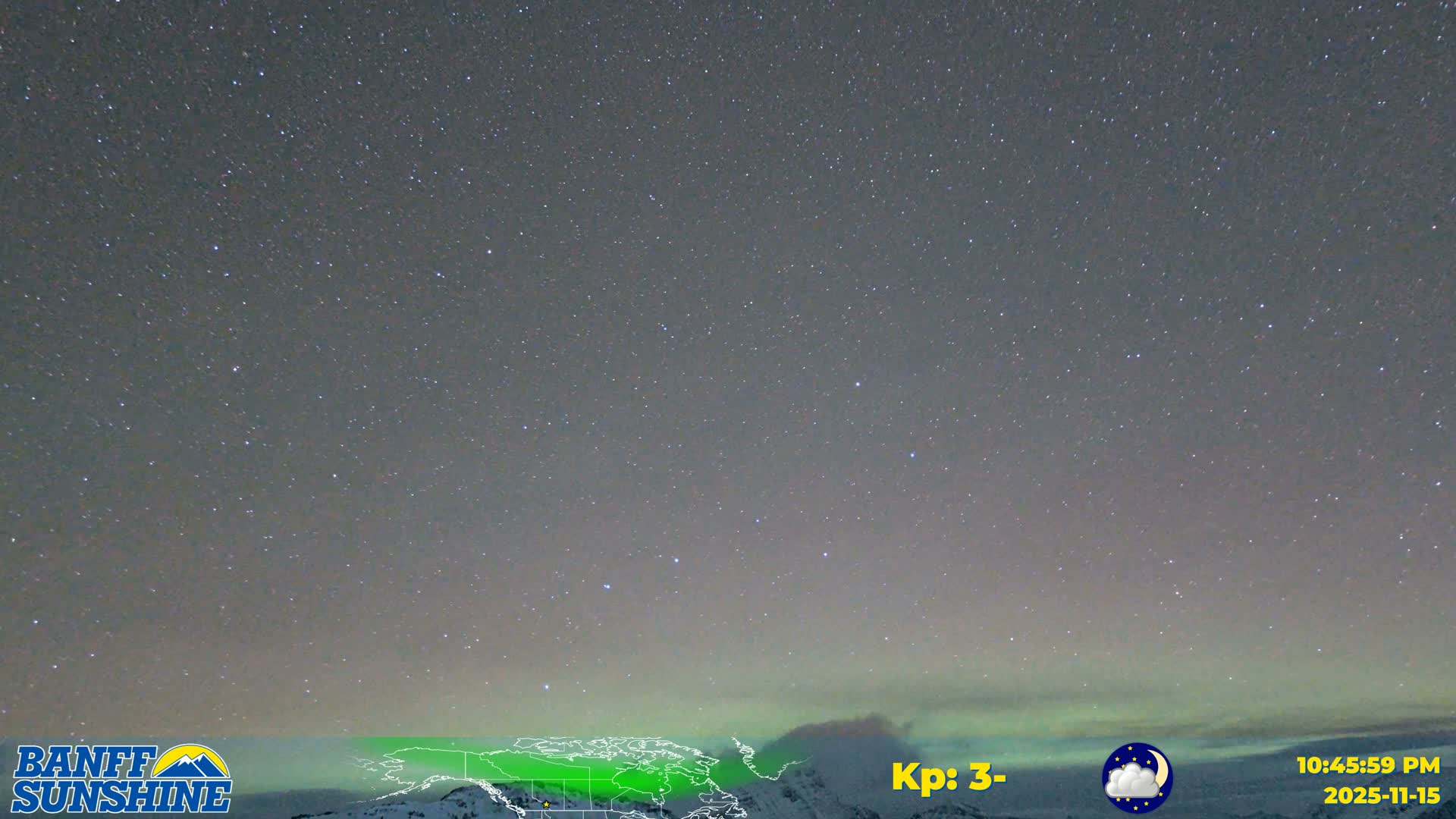 Banff Sunshine Ski Village Mt Bourgeau View & Aurora Borealis/ Northern Lights Live Cam -  Banff, Alberta's Rockies, Alberta, Canada