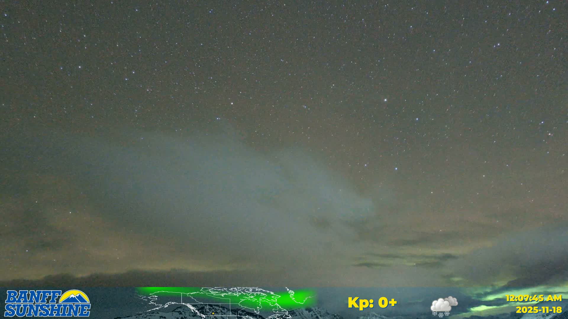 Banff Sunshine Ski Village Mt Bourgeau View & Aurora Borealis/ Northern Lights Live Cam -  Banff, Alberta's Rockies, Alberta, Canada