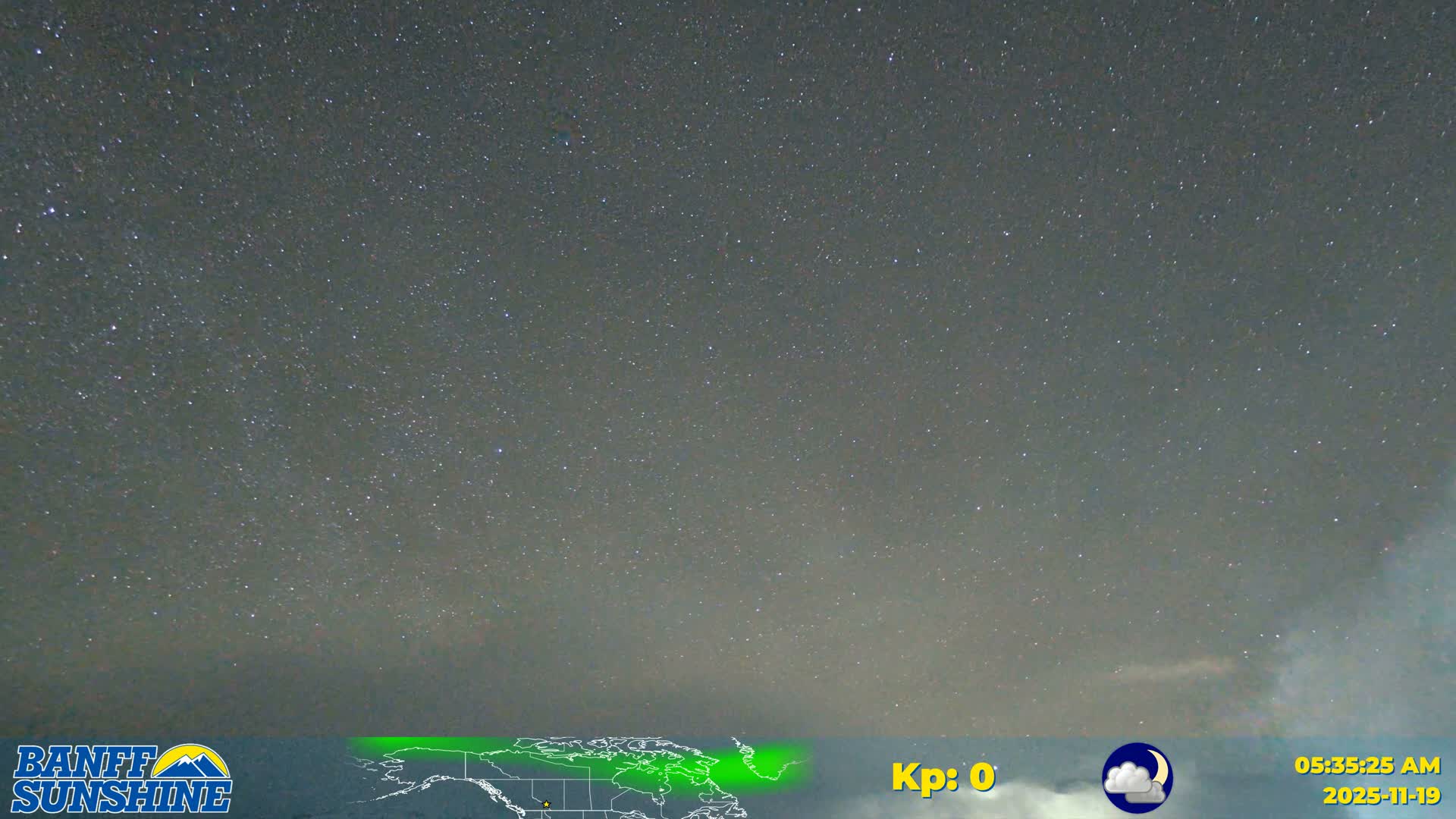 Banff Sunshine Ski Village Mt Bourgeau View & Aurora Borealis/ Northern Lights Live Cam -  Banff, Alberta's Rockies, Alberta, Canada