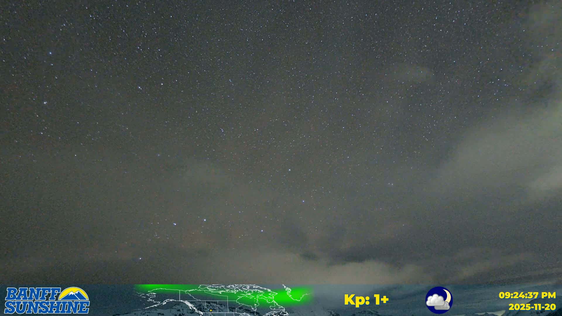 Banff Sunshine Ski Village Mt Bourgeau View & Aurora Borealis/ Northern Lights Live Cam -  Banff, Alberta's Rockies, Alberta, Canada