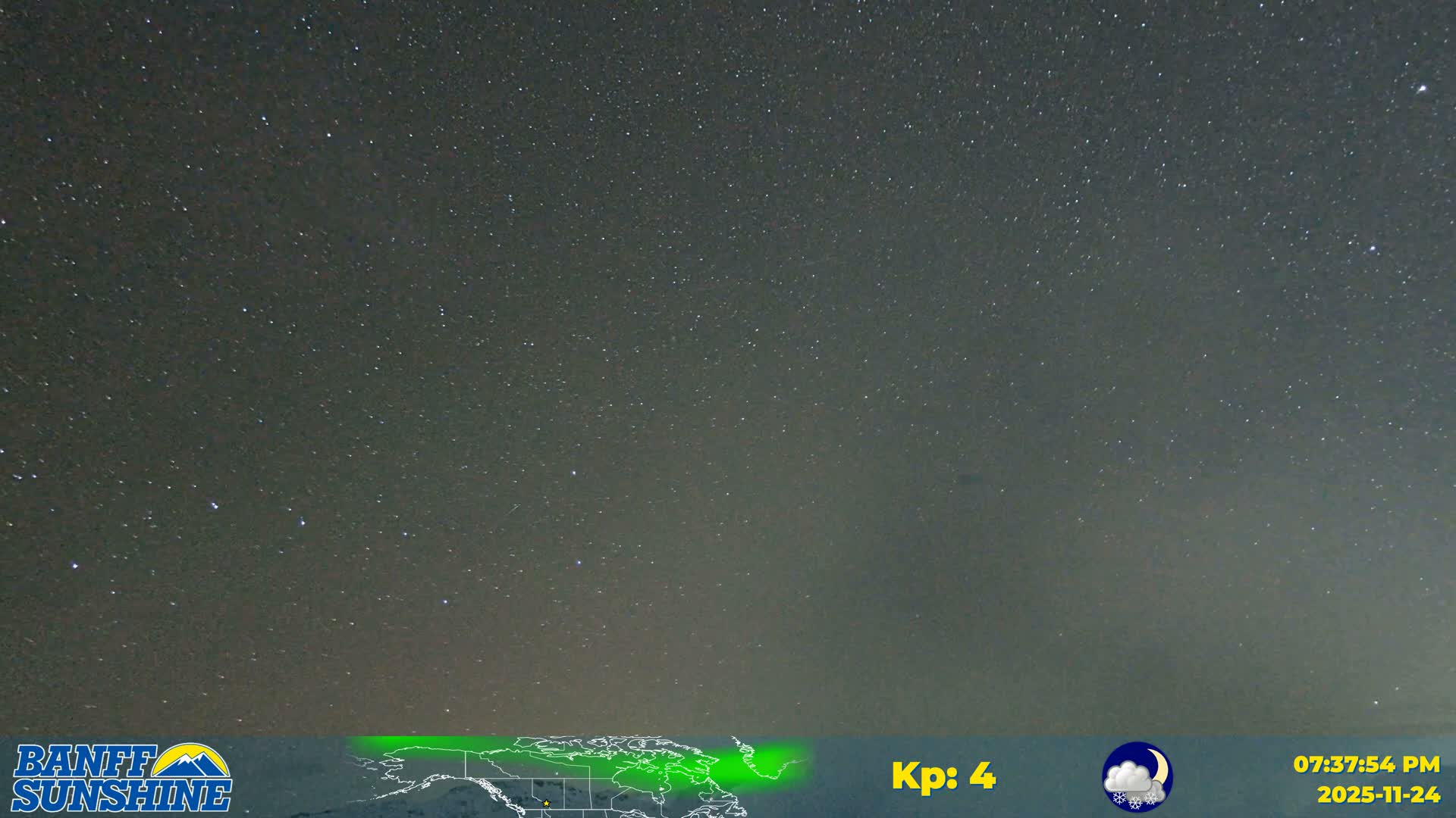 Banff Sunshine Ski Village Mt Bourgeau View & Aurora Borealis/ Northern Lights Live Cam -  Banff, Alberta's Rockies, Alberta, Canada