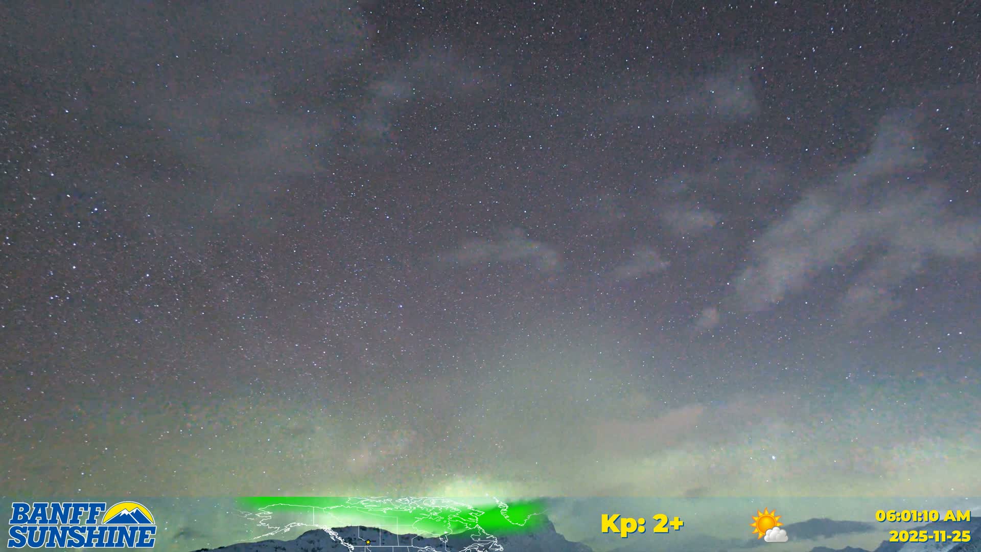 Banff Sunshine Ski Village Mt Bourgeau View & Aurora Borealis/ Northern Lights Live Cam -  Banff, Alberta's Rockies, Alberta, Canada