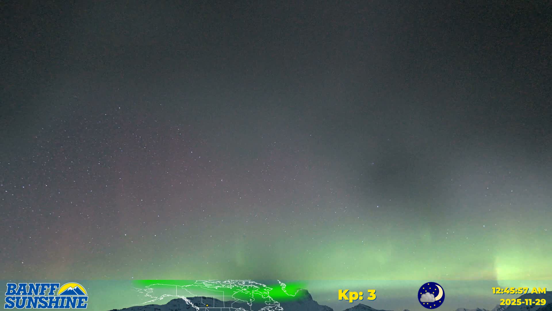 Banff Sunshine Ski Village Mt Bourgeau View & Aurora Borealis/ Northern Lights Live Cam -  Banff, Alberta's Rockies, Alberta, Canada