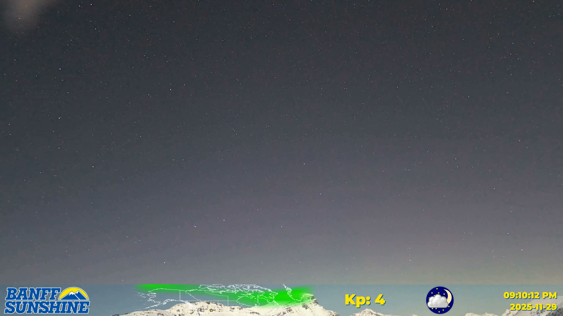 Banff Sunshine Ski Village Mt Bourgeau View & Aurora Borealis/ Northern Lights Live Cam -  Banff, Alberta's Rockies, Alberta, Canada