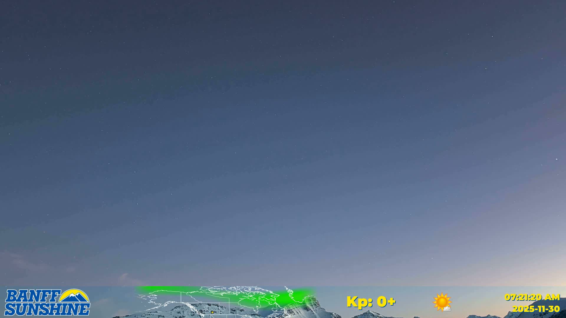 Banff Sunshine Ski Village Mt Bourgeau View & Aurora Borealis/ Northern Lights Live Cam -  Banff, Alberta's Rockies, Alberta, Canada