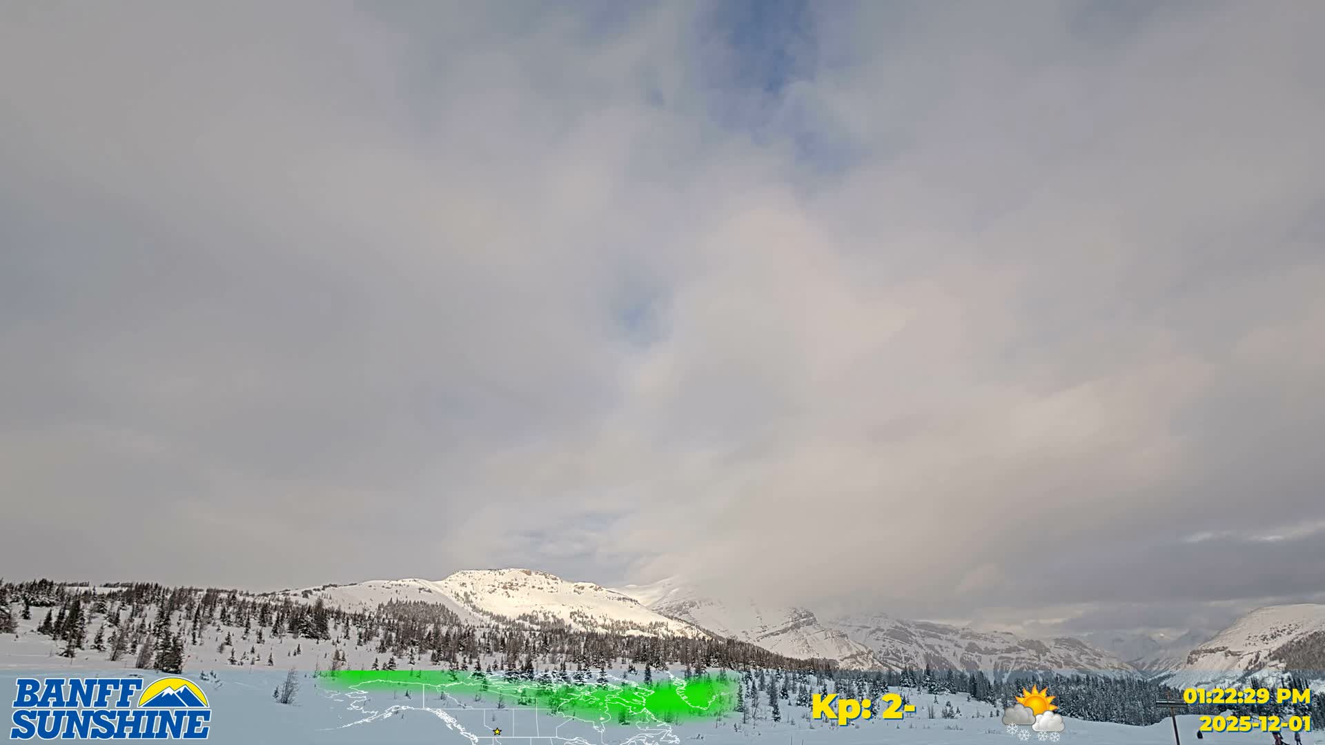 Banff Sunshine Ski Village Mt Bourgeau View & Aurora Borealis/ Northern Lights Live Cam -  Banff, Alberta's Rockies, Alberta, Canada