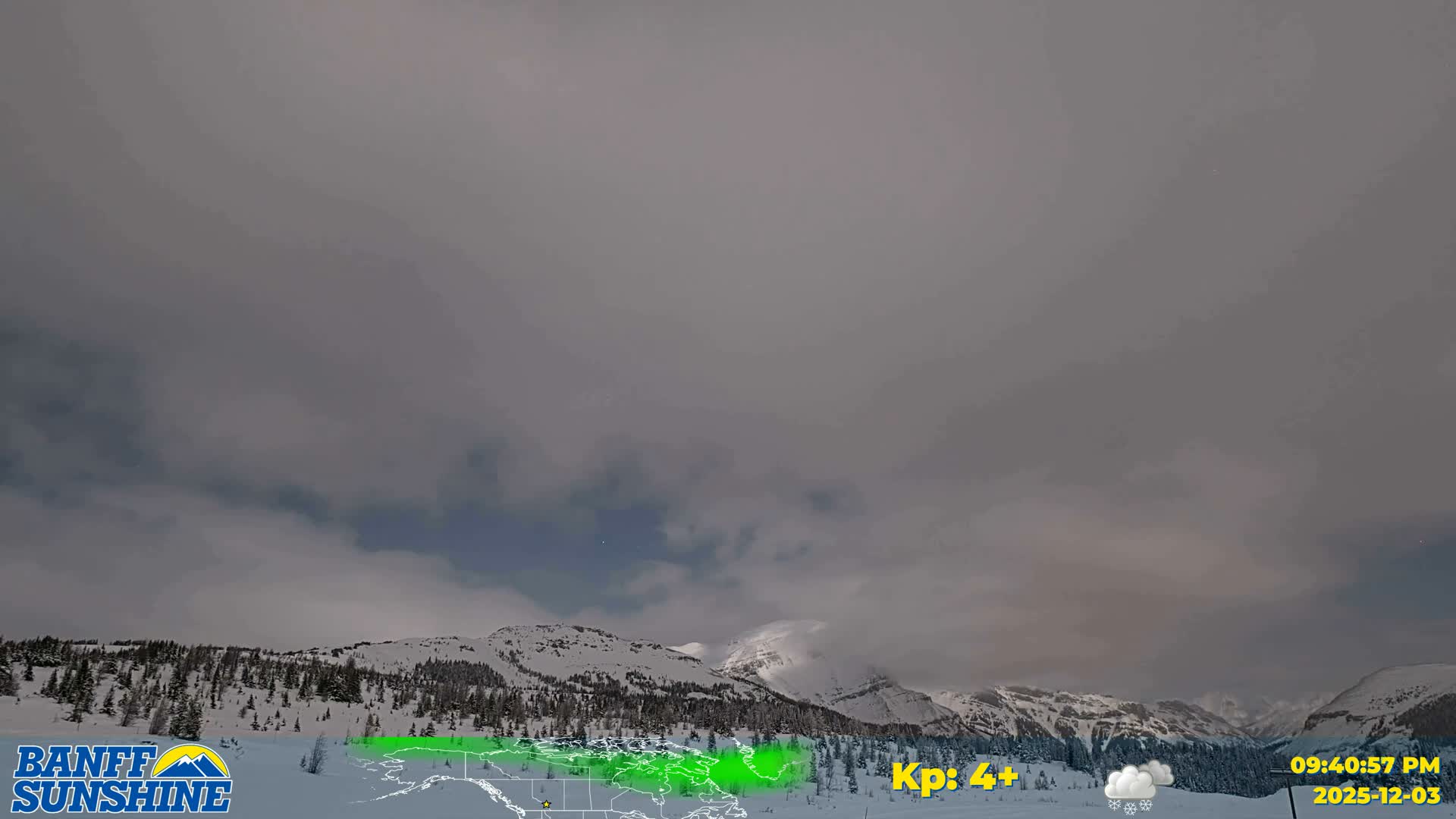 Banff Sunshine Ski Village Mt Bourgeau View & Aurora Borealis/ Northern Lights Live Cam -  Banff, Alberta's Rockies, Alberta, Canada