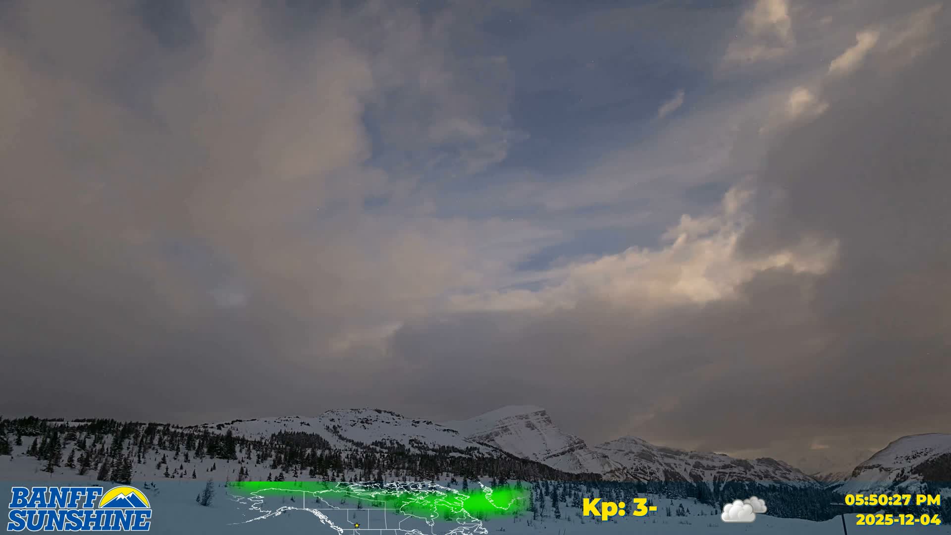 Banff Sunshine Ski Village Mt Bourgeau View & Aurora Borealis/ Northern Lights Live Cam -  Banff, Alberta's Rockies, Alberta, Canada