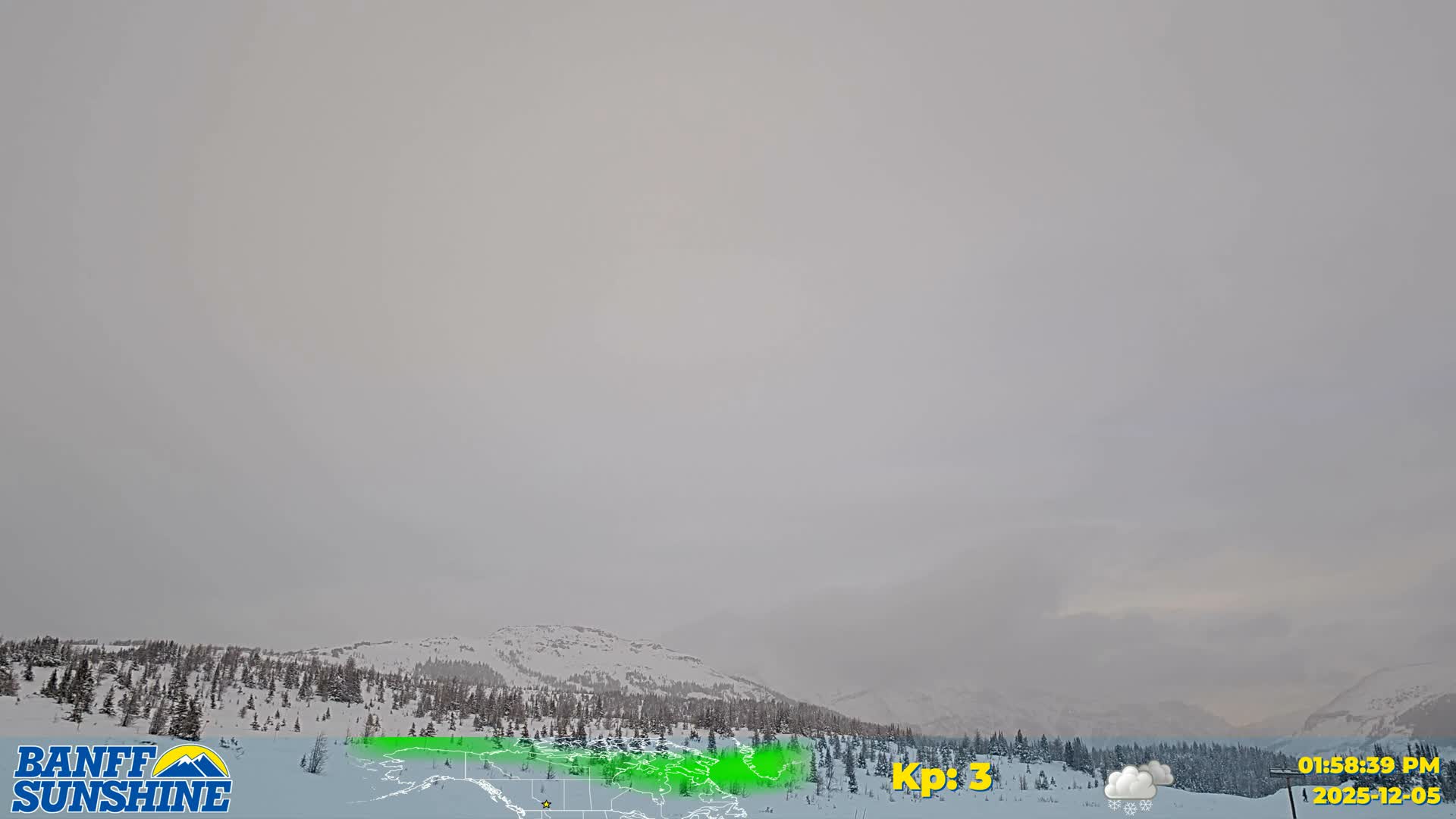 Banff Sunshine Ski Village Mt Bourgeau View & Aurora Borealis/ Northern Lights Live Cam -  Banff, Alberta's Rockies, Alberta, Canada