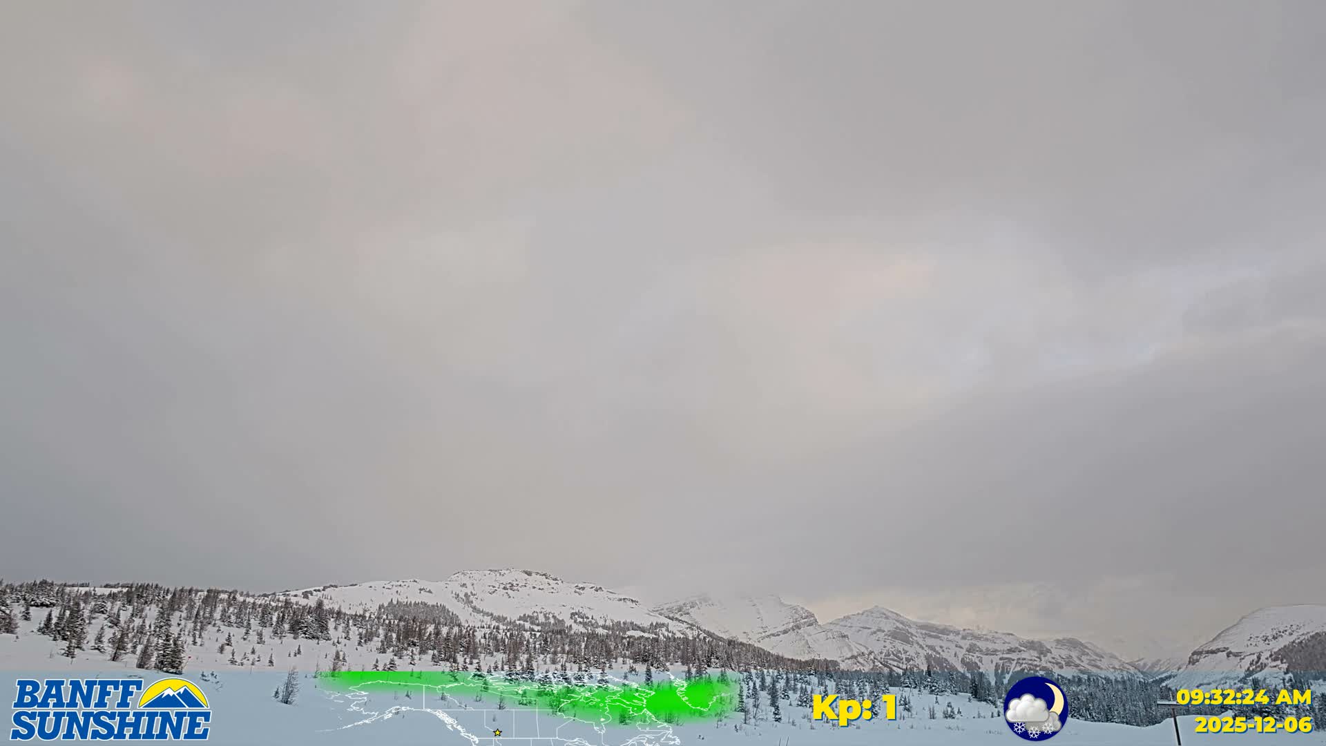 Banff Sunshine Ski Village Mt Bourgeau View & Aurora Borealis/ Northern Lights Live Cam -  Banff, Alberta's Rockies, Alberta, Canada