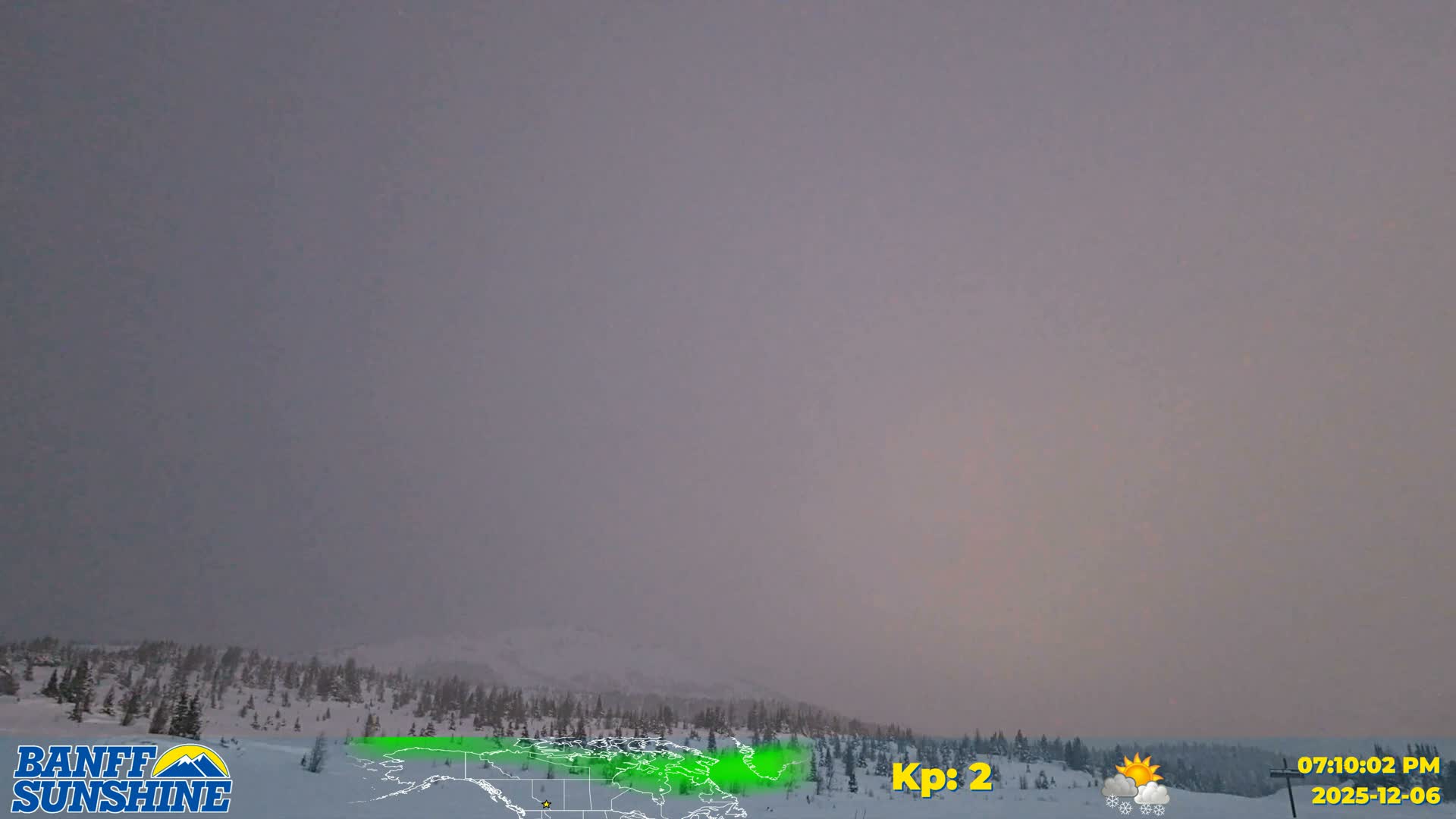 Banff Sunshine Ski Village Mt Bourgeau View & Aurora Borealis/ Northern Lights Live Cam -  Banff, Alberta's Rockies, Alberta, Canada