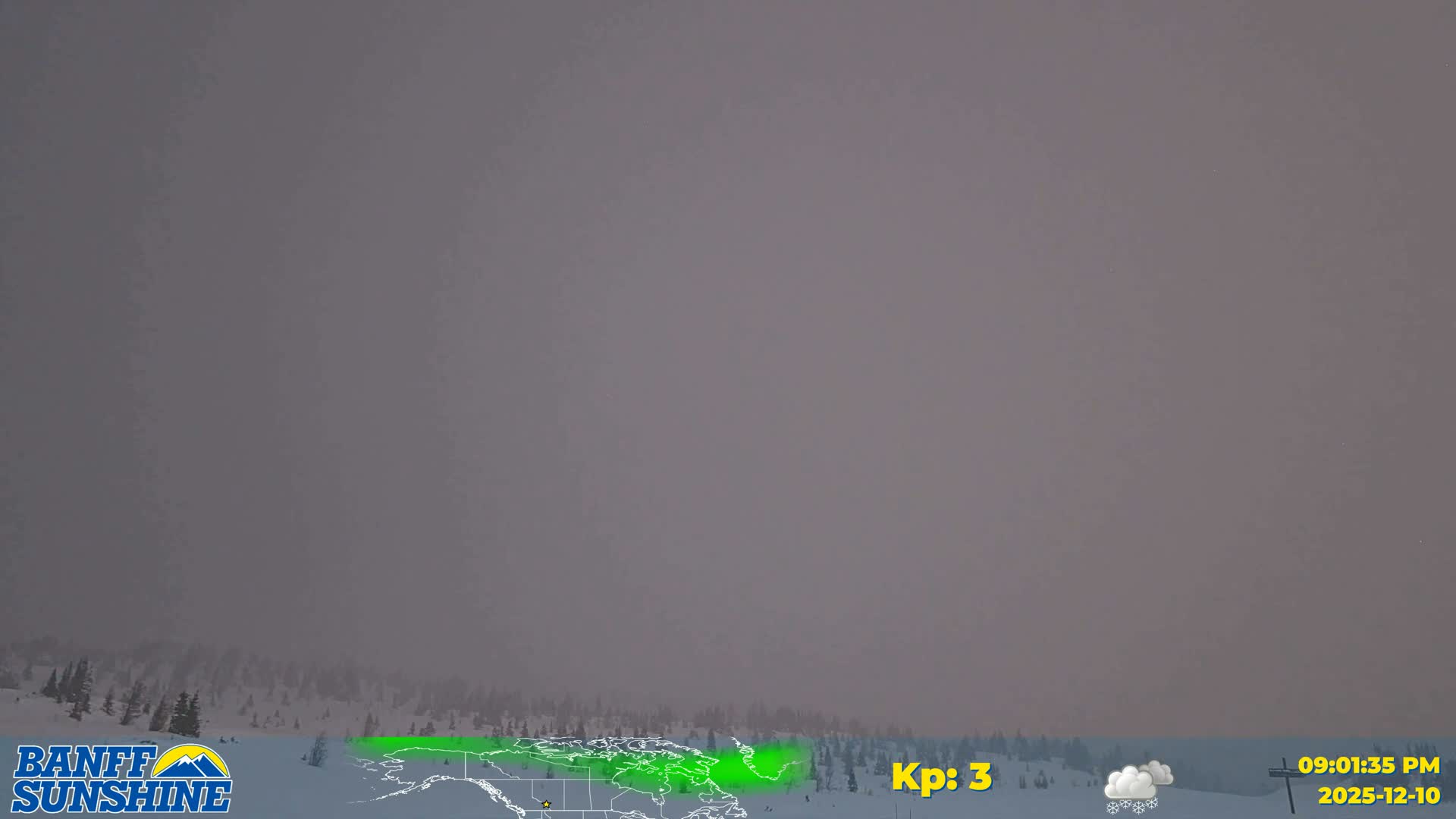 Banff Sunshine Ski Village Mt Bourgeau View & Aurora Borealis/ Northern Lights Live Cam -  Banff, Alberta's Rockies, Alberta, Canada