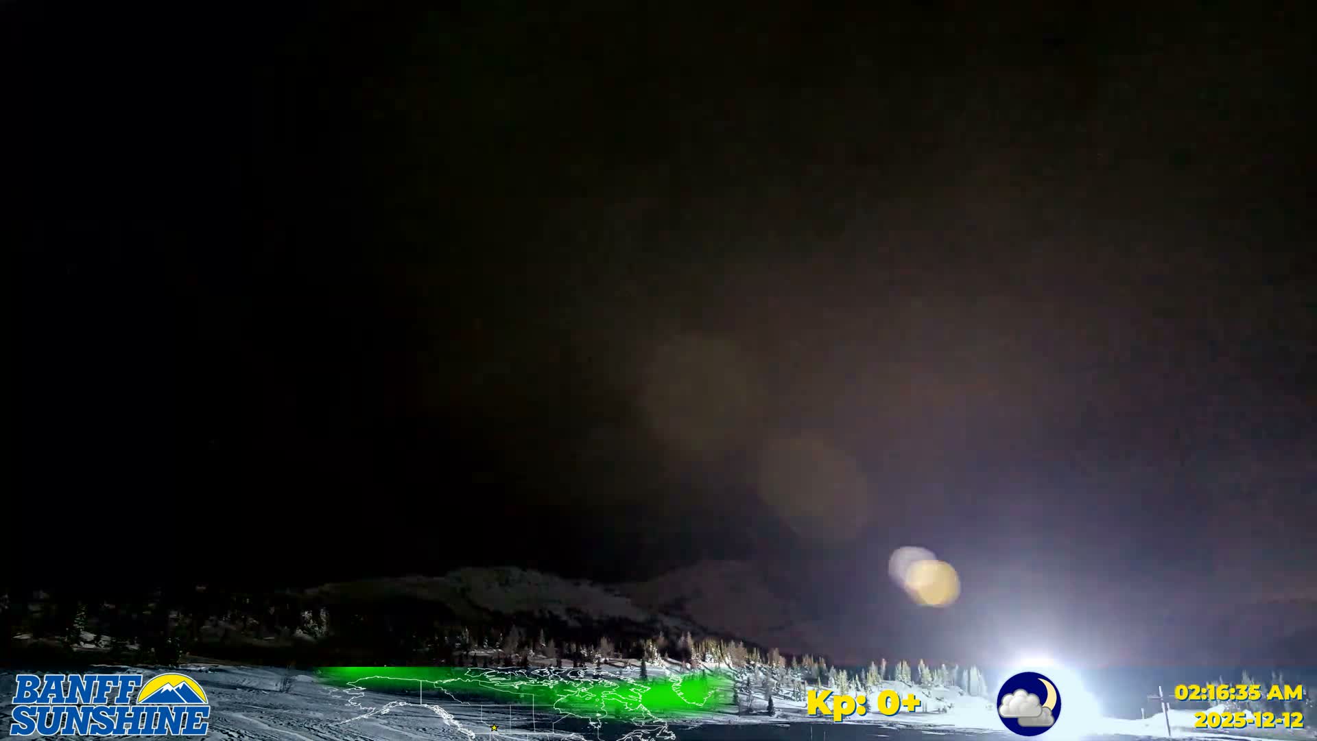 Banff Sunshine Ski Village Mt Bourgeau View & Aurora Borealis/ Northern Lights Live Cam -  Banff, Alberta's Rockies, Alberta, Canada