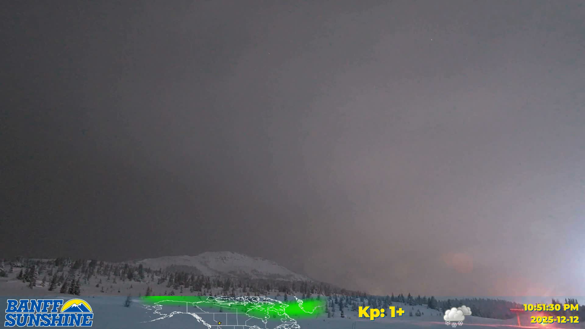 Banff Sunshine Ski Village Mt Bourgeau View & Aurora Borealis/ Northern Lights Live Cam -  Banff, Alberta's Rockies, Alberta, Canada