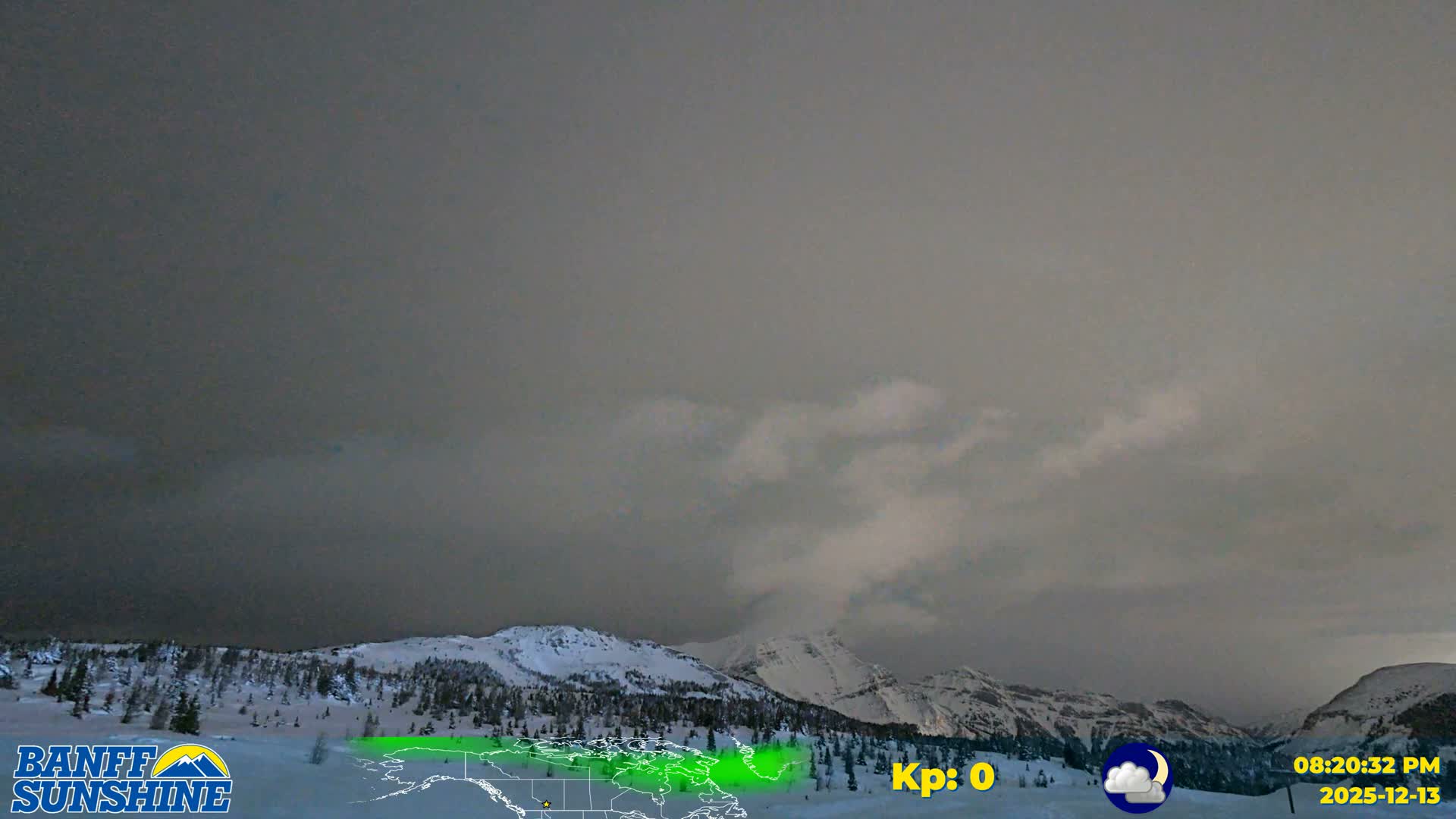 Banff Sunshine Ski Village Mt Bourgeau View & Aurora Borealis/ Northern Lights Live Cam -  Banff, Alberta's Rockies, Alberta, Canada