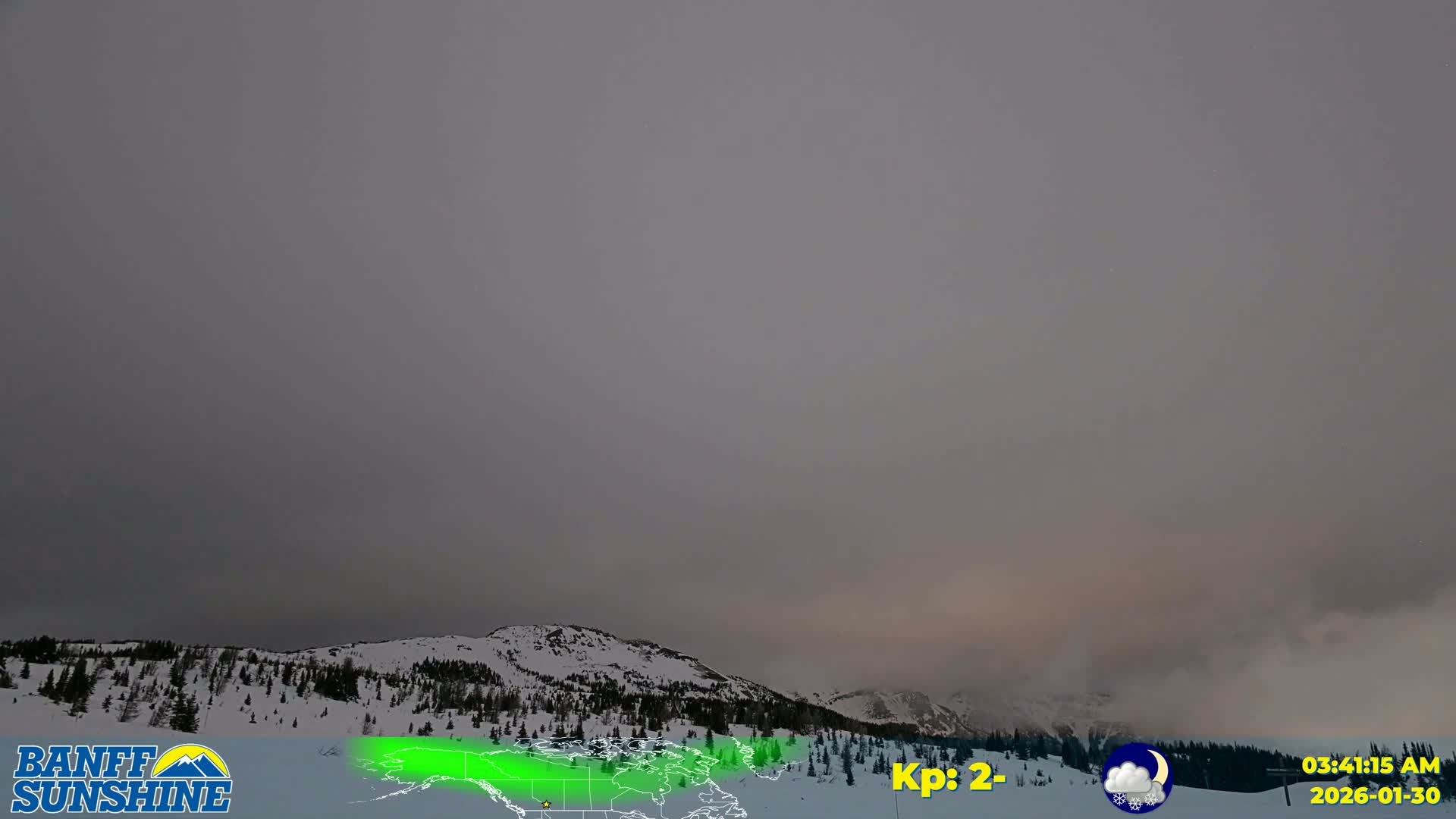 Banff Sunshine Ski Village Mt Bourgeau View & Aurora Borealis/ Northern Lights Live Cam -  Banff, Alberta's Rockies, Alberta, Canada