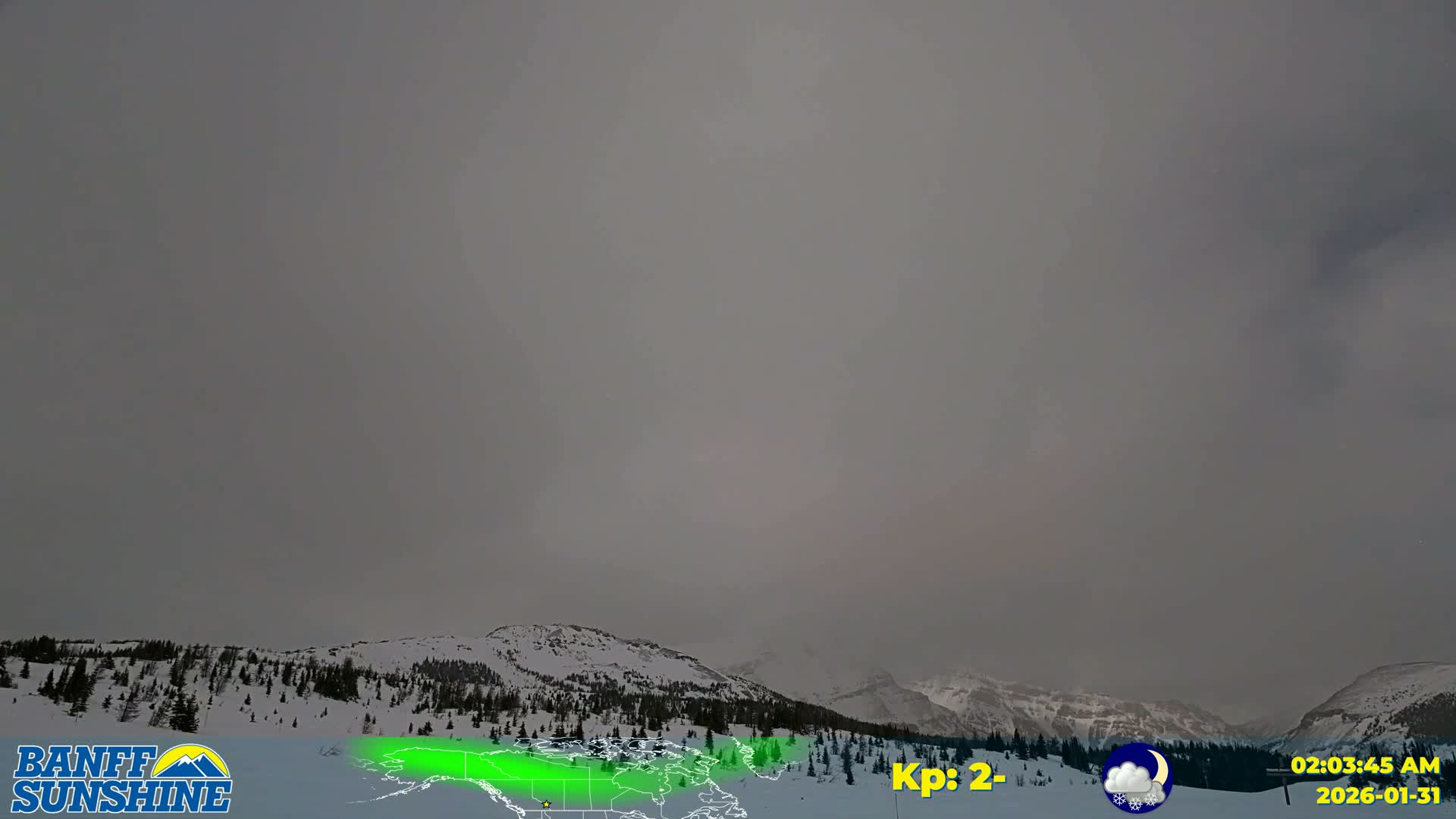 Banff Sunshine Ski Village Mt Bourgeau View & Aurora Borealis/ Northern Lights Live Cam -  Banff, Alberta's Rockies, Alberta, Canada