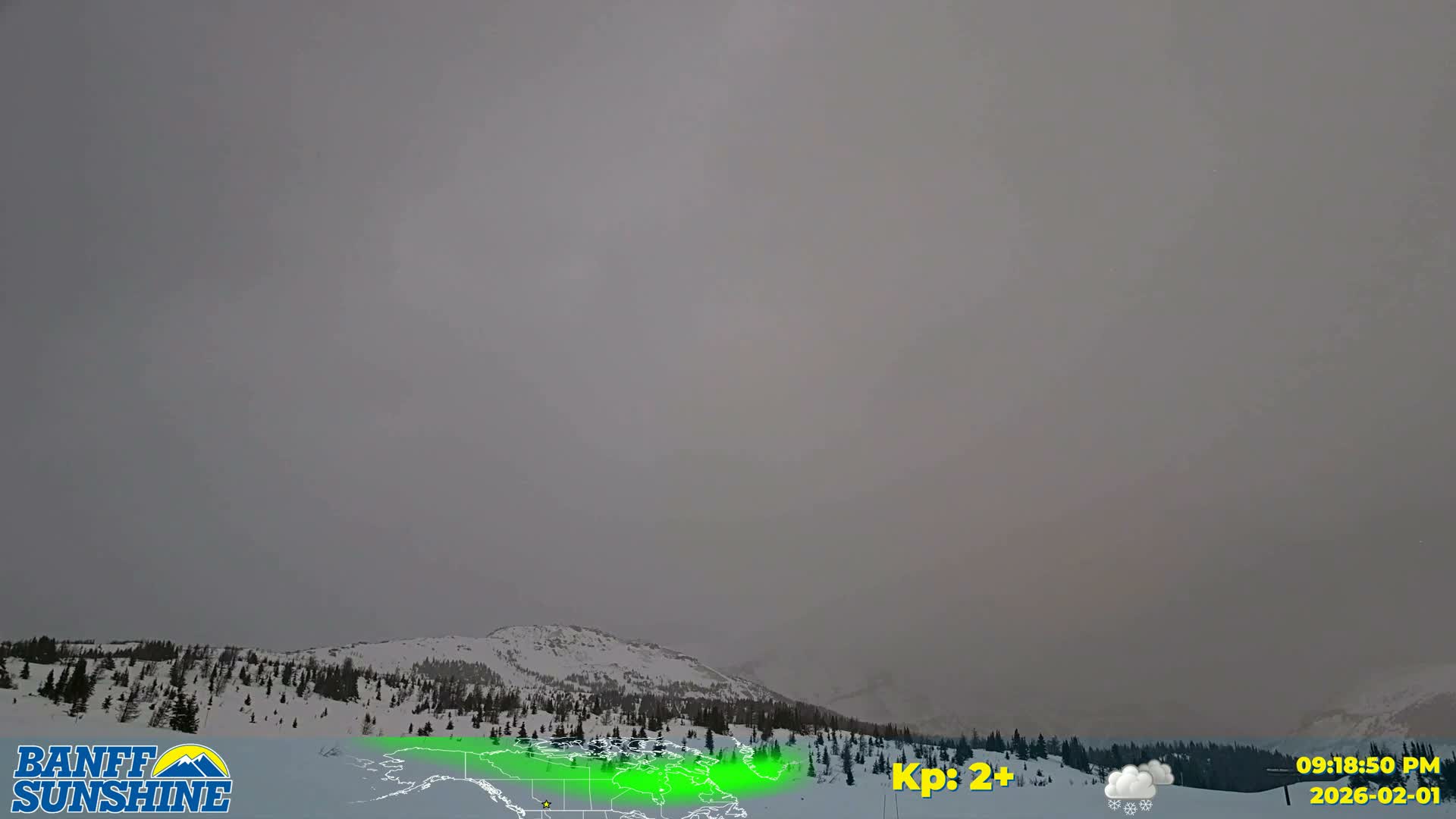 Banff Sunshine Ski Village Mt Bourgeau View & Aurora Borealis/ Northern Lights Live Cam -  Banff, Alberta's Rockies, Alberta, Canada