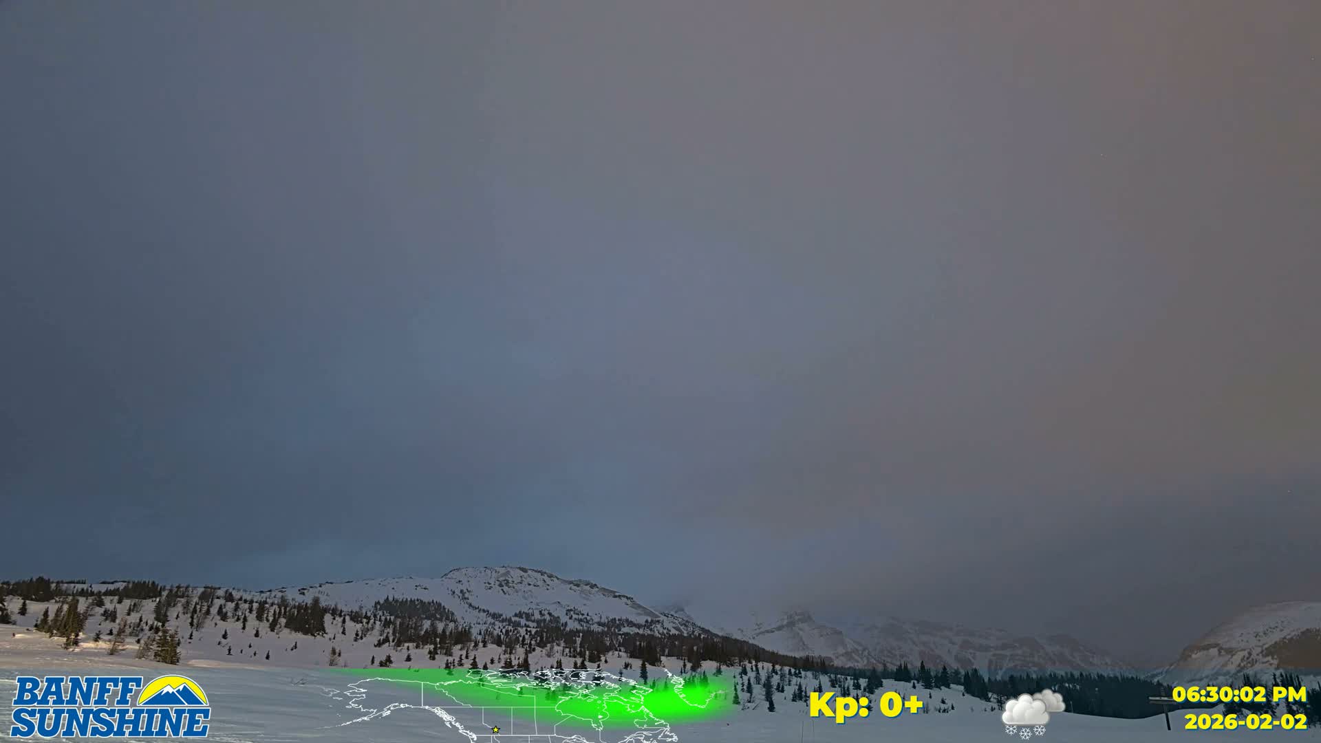 Banff Sunshine Ski Village Mt Bourgeau View & Aurora Borealis/ Northern Lights Live Cam -  Banff, Alberta's Rockies, Alberta, Canada
