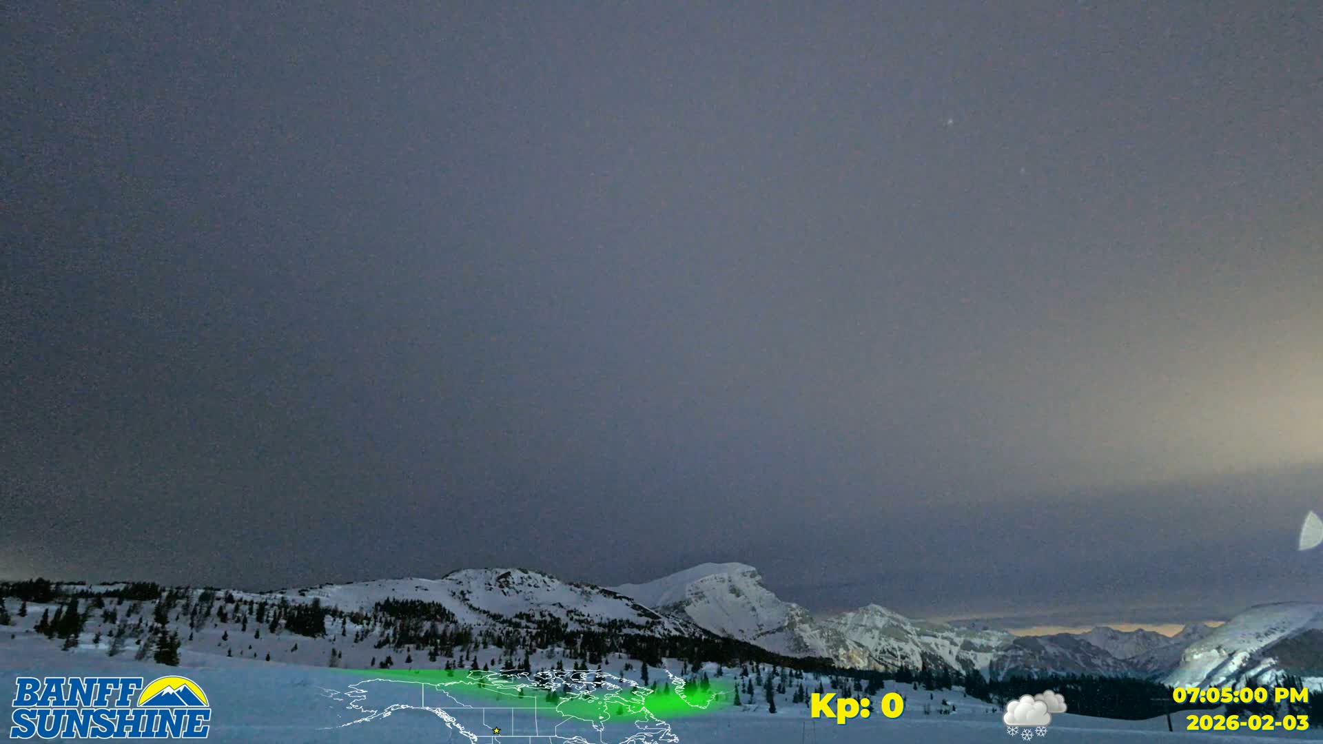 Banff Sunshine Ski Village Mt Bourgeau View & Aurora Borealis/ Northern Lights Live Cam -  Banff, Alberta's Rockies, Alberta, Canada