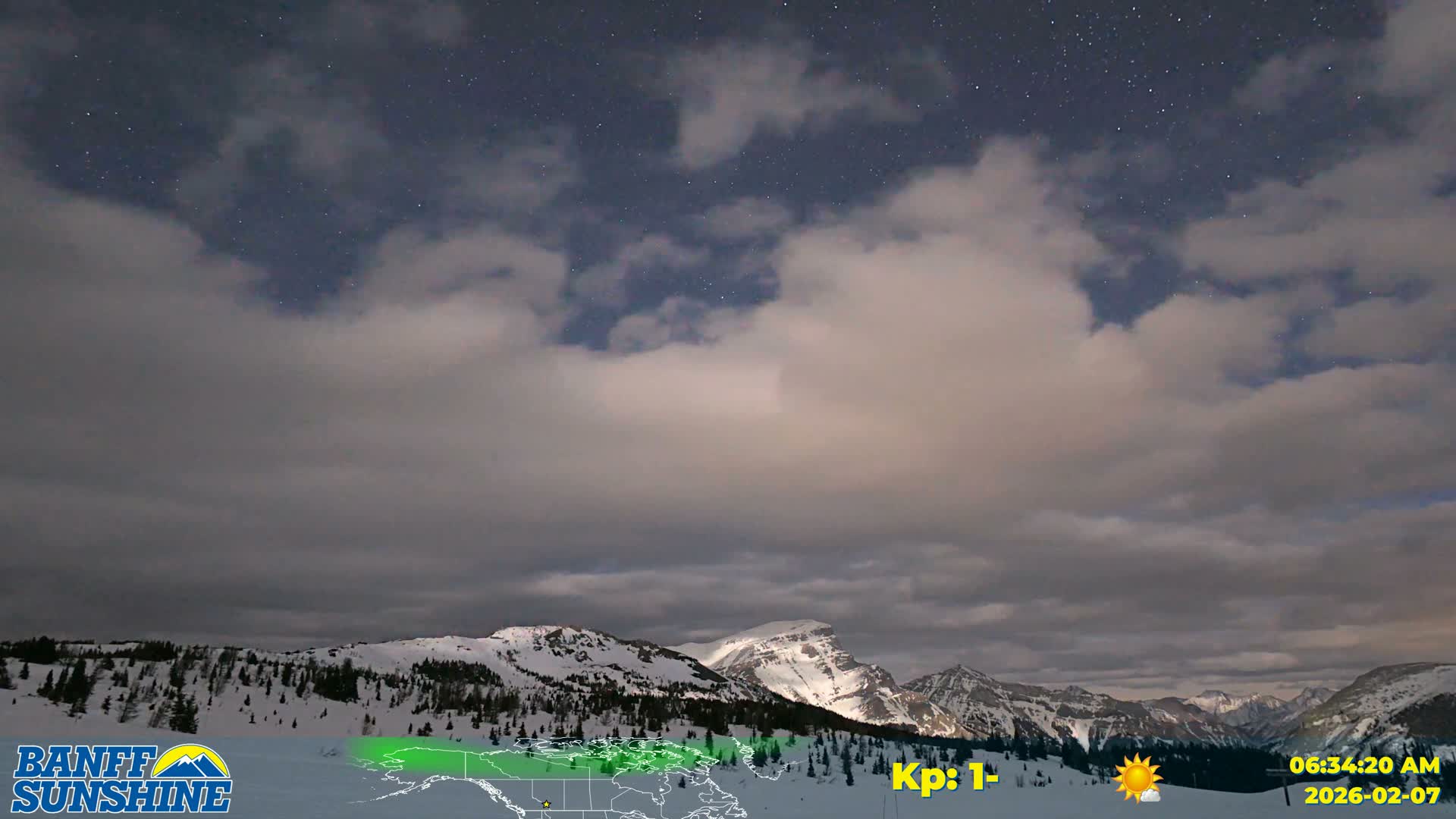 Banff Sunshine Ski Village Mt Bourgeau View & Aurora Borealis/ Northern Lights Live Cam -  Banff, Alberta's Rockies, Alberta, Canada