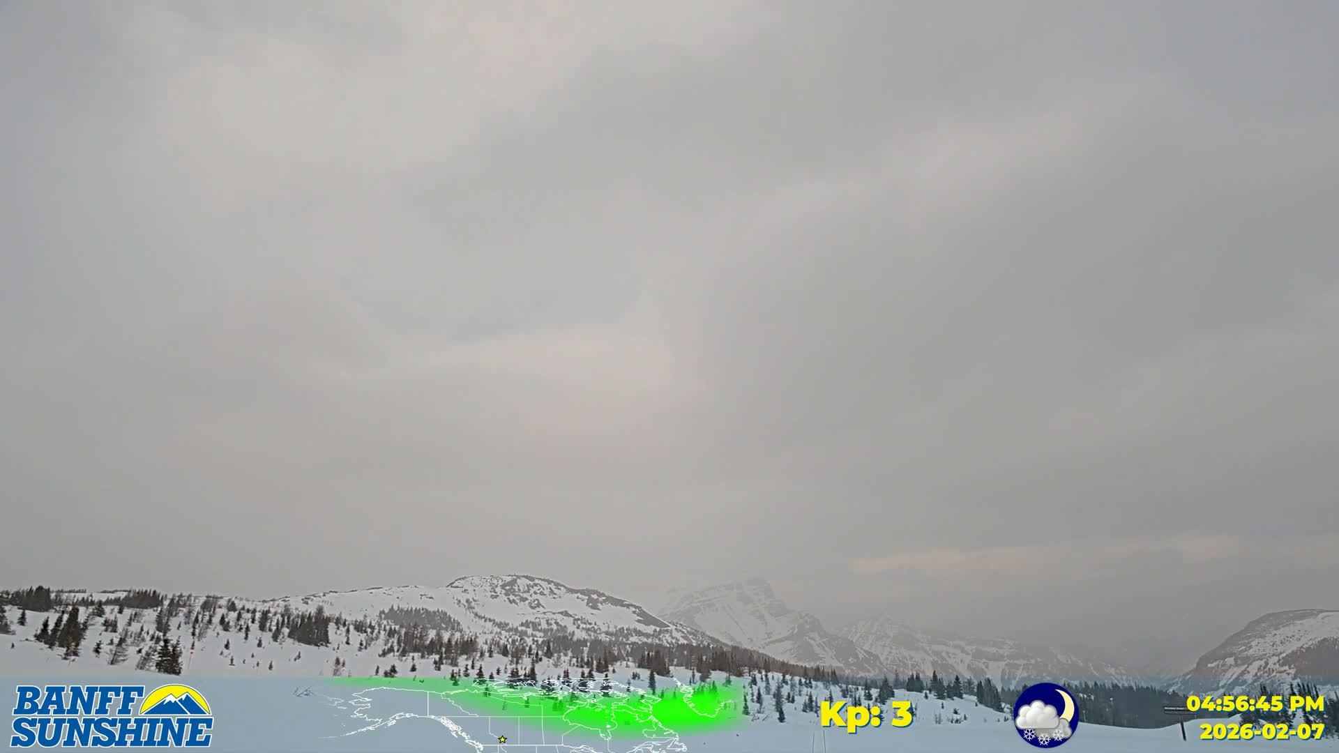 Banff Sunshine Ski Village Mt Bourgeau View & Aurora Borealis/ Northern Lights Live Cam -  Banff, Alberta's Rockies, Alberta, Canada