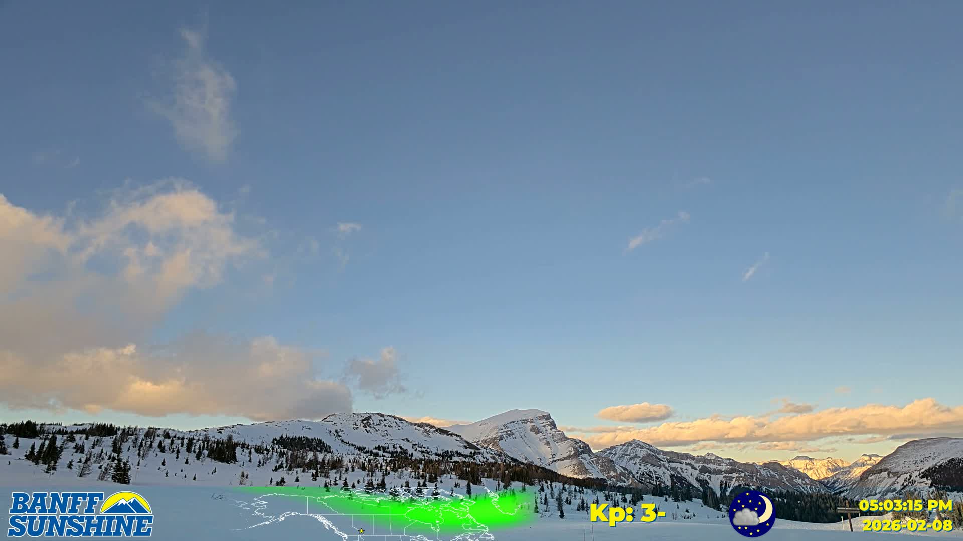Banff Sunshine Ski Village Mt Bourgeau View & Aurora Borealis/ Northern Lights Live Cam -  Banff, Alberta's Rockies, Alberta, Canada