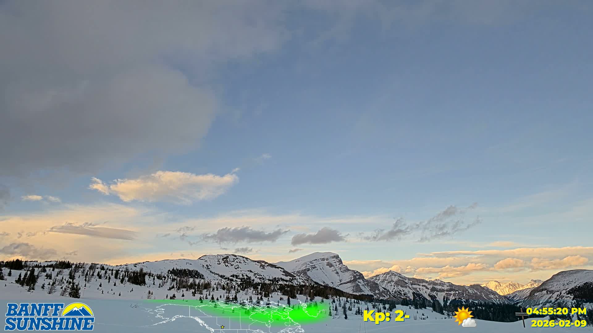Banff Sunshine Ski Village Mt Bourgeau View & Aurora Borealis/ Northern Lights Live Cam -  Banff, Alberta's Rockies, Alberta, Canada