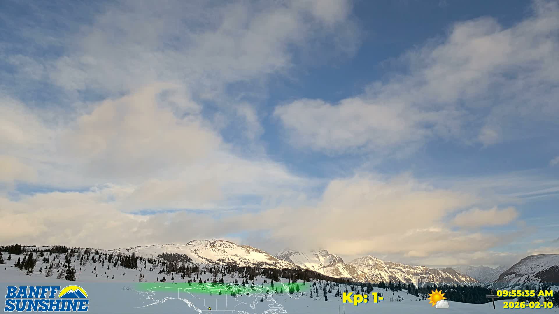 Banff Sunshine Ski Village Mt Bourgeau View & Aurora Borealis/ Northern Lights Live Cam -  Banff, Alberta's Rockies, Alberta, Canada
