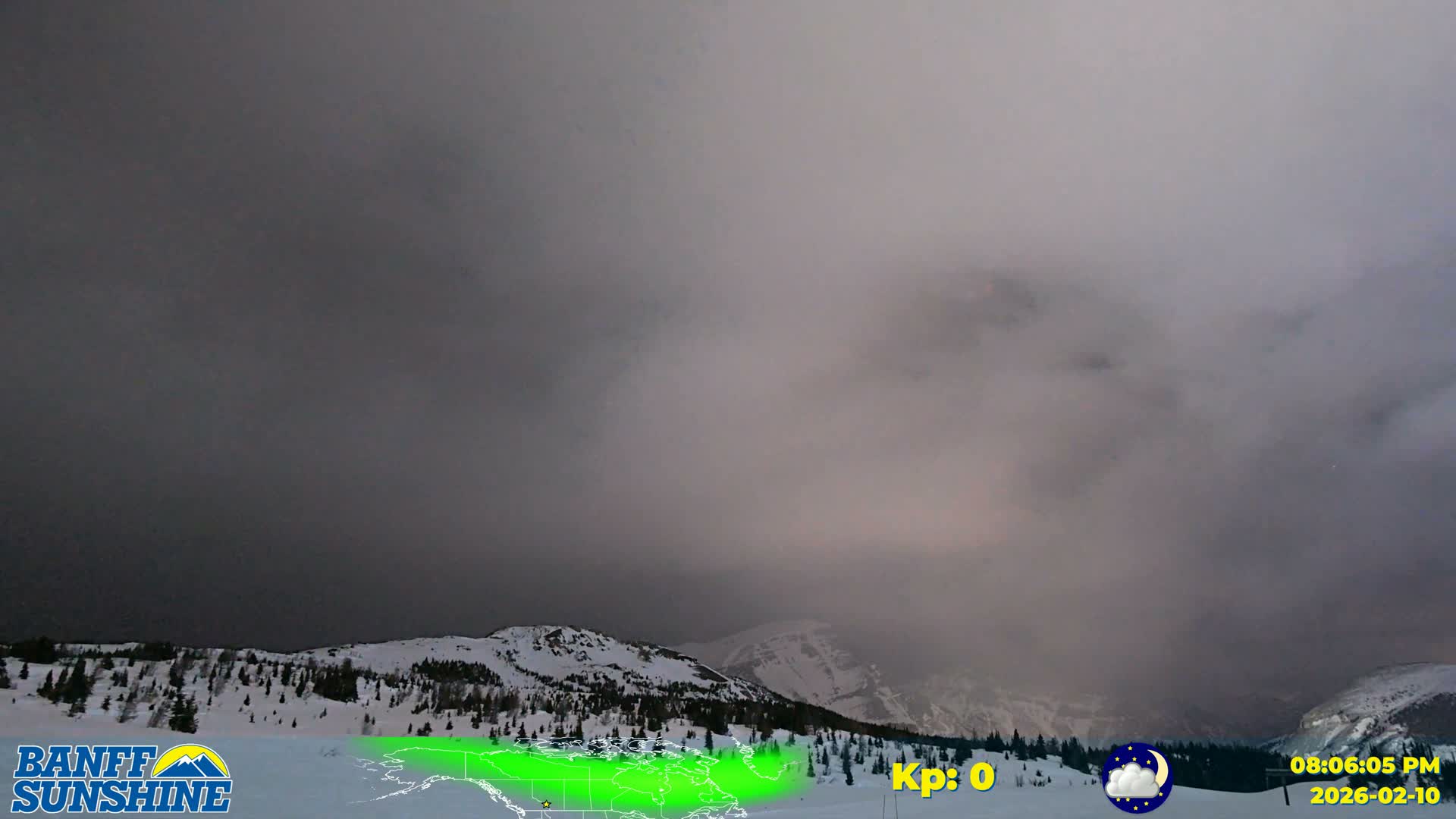 Banff Sunshine Ski Village Mt Bourgeau View & Aurora Borealis/ Northern Lights Live Cam -  Banff, Alberta's Rockies, Alberta, Canada
