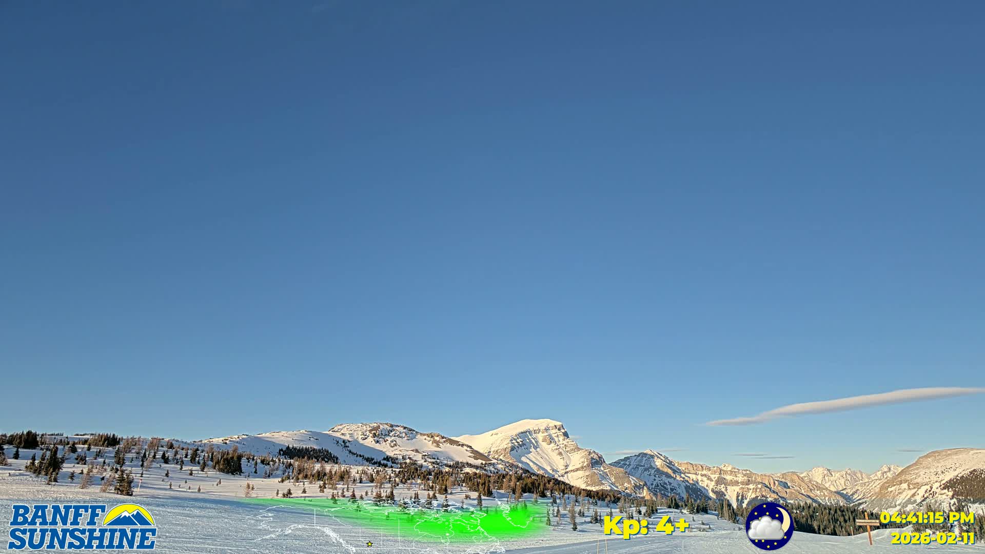Banff Sunshine Ski Village Mt Bourgeau View & Aurora Borealis/ Northern Lights Live Cam -  Banff, Alberta's Rockies, Alberta, Canada