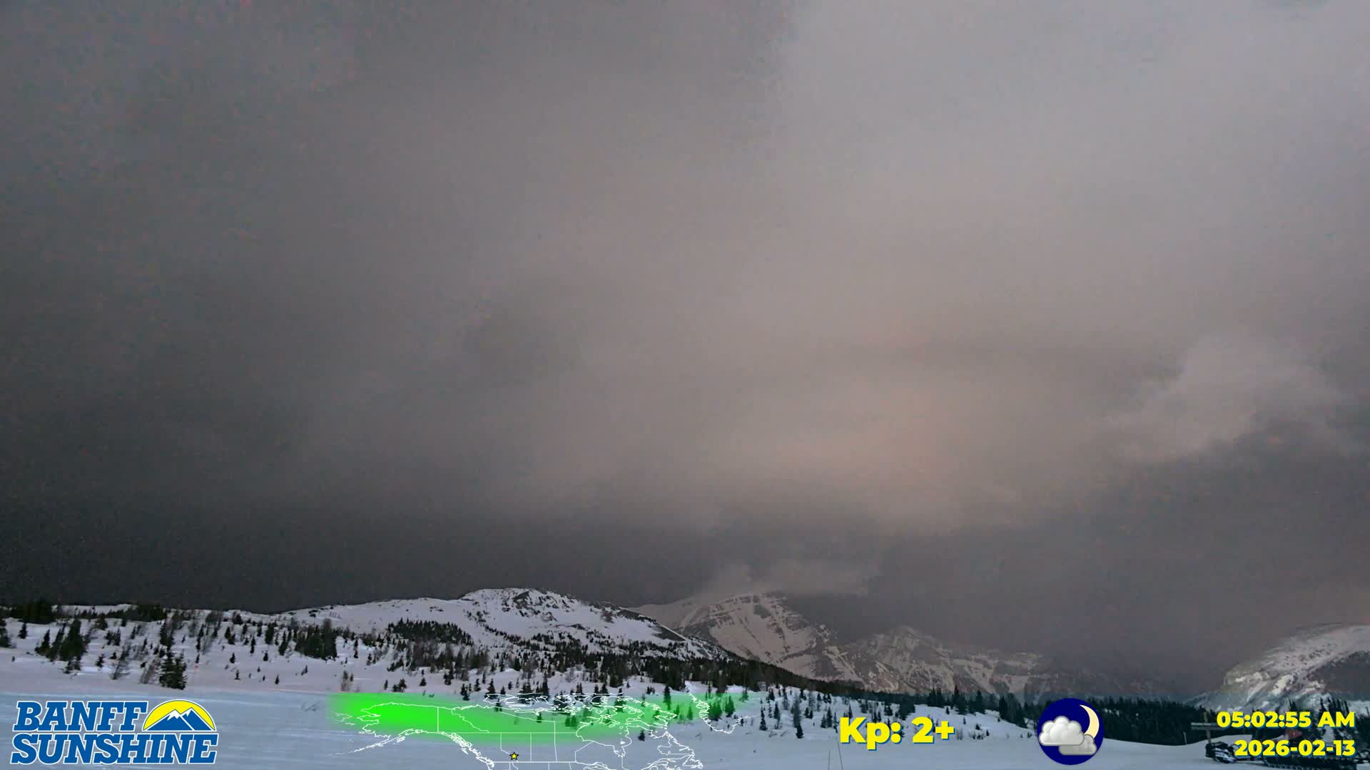 Banff Sunshine Ski Village Mt Bourgeau View & Aurora Borealis/ Northern Lights Live Cam -  Banff, Alberta's Rockies, Alberta, Canada