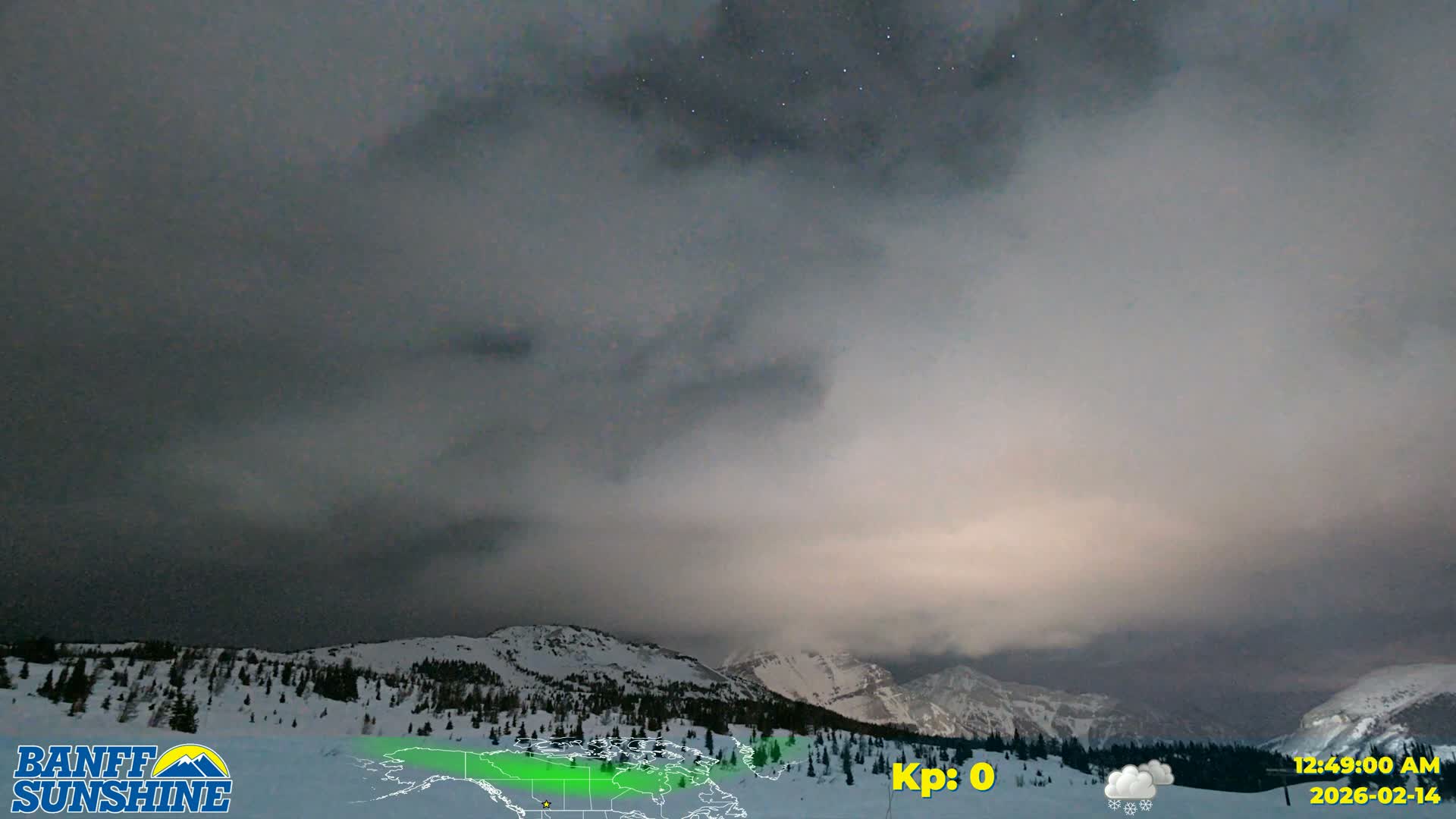 Banff Sunshine Ski Village Mt Bourgeau View & Aurora Borealis/ Northern Lights Live Cam -  Banff, Alberta's Rockies, Alberta, Canada