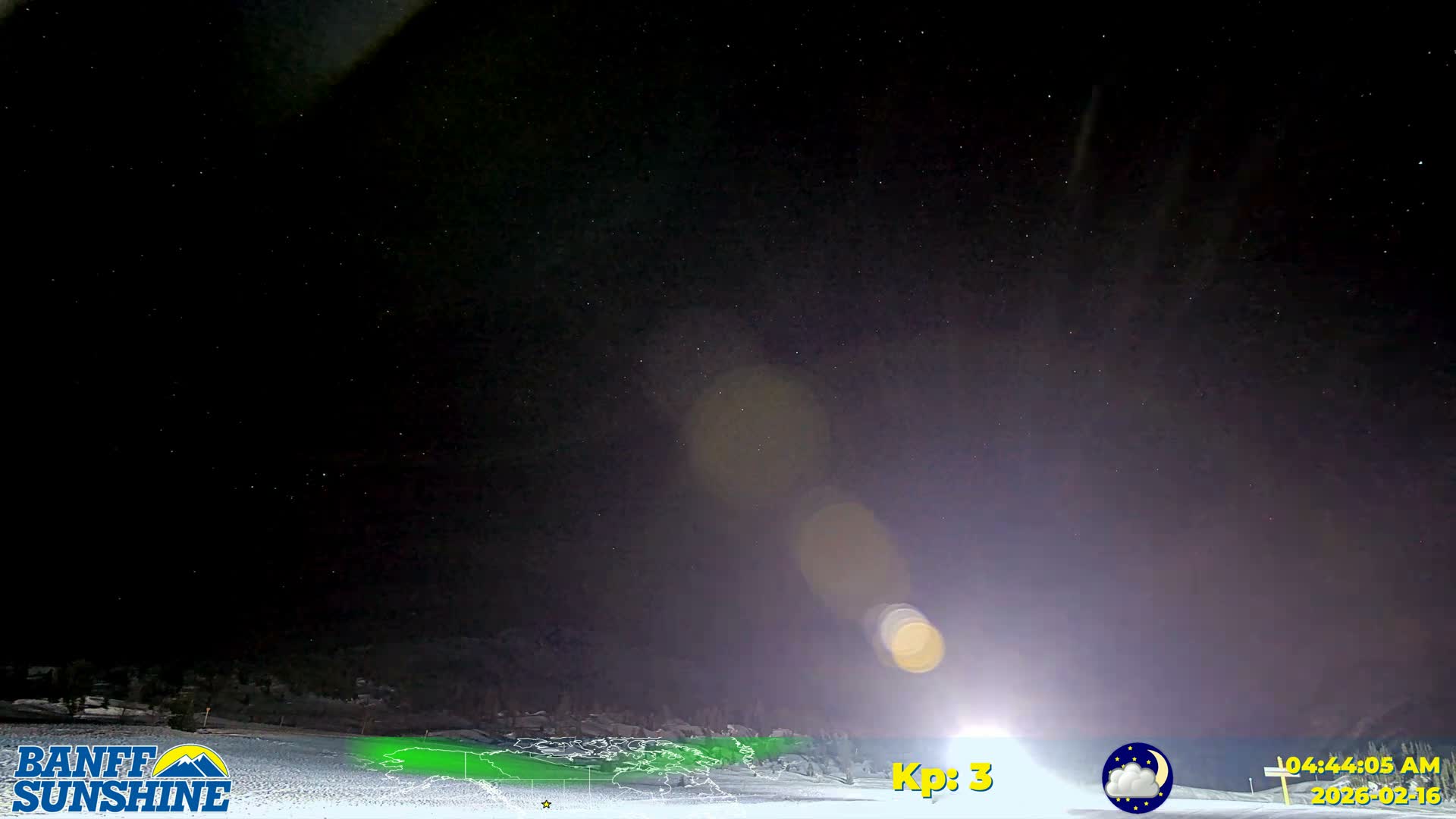 Banff Sunshine Ski Village Mt Bourgeau View & Aurora Borealis/ Northern Lights Live Cam -  Banff, Alberta's Rockies, Alberta, Canada