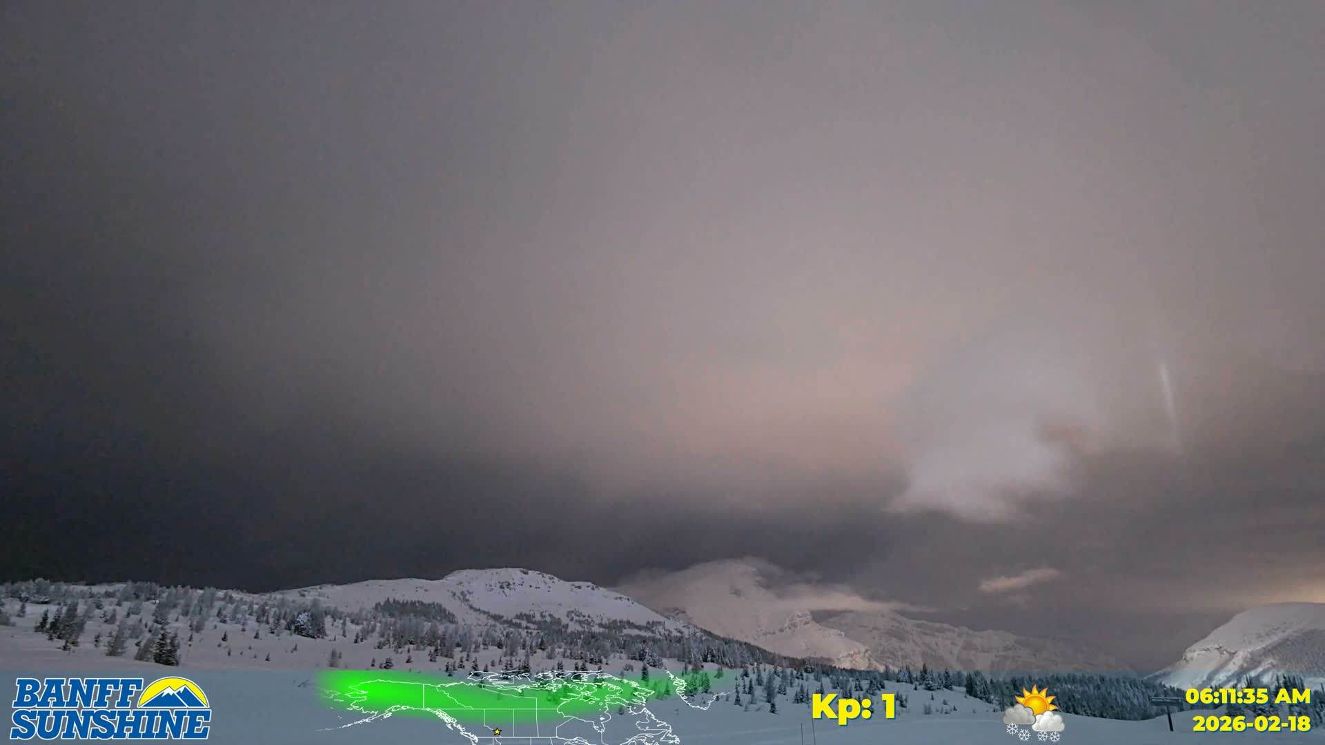 Banff Sunshine Ski Village Mt Bourgeau View & Aurora Borealis/ Northern Lights Live Cam -  Banff, Alberta's Rockies, Alberta, Canada