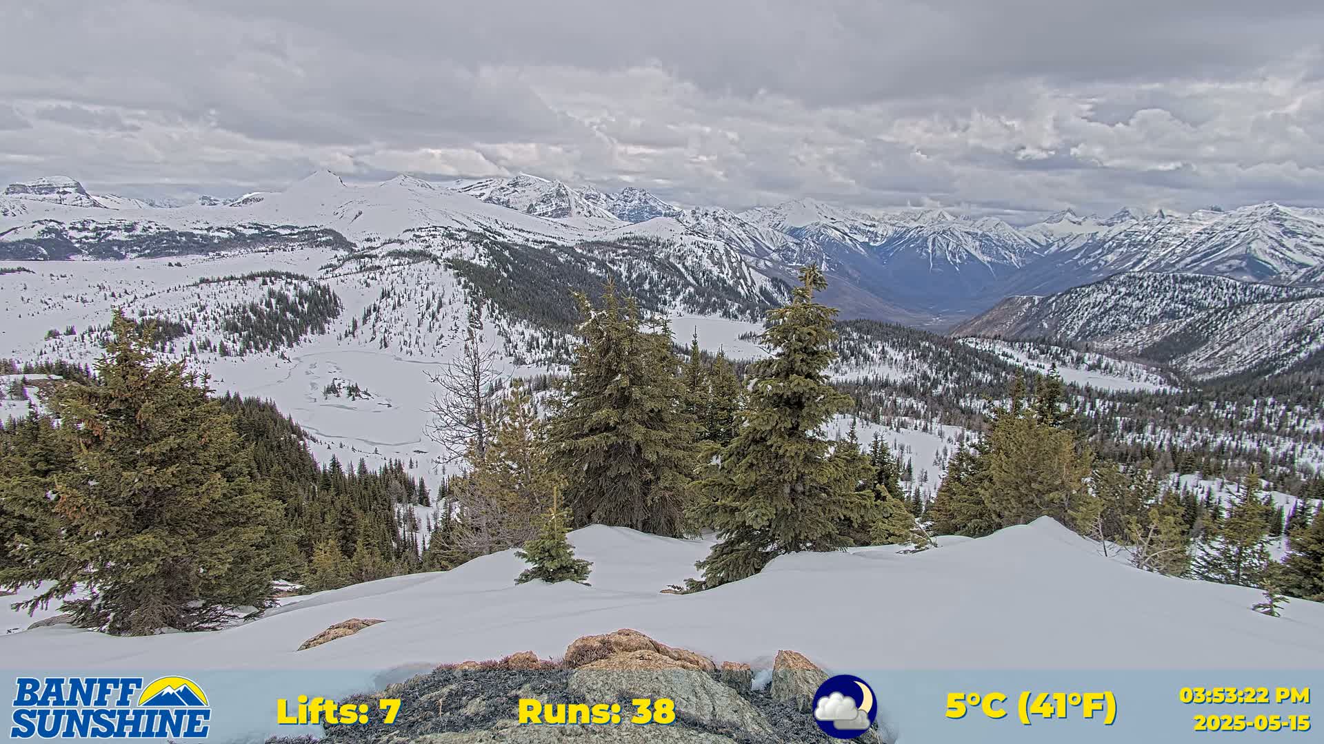Banff Sunshine Ski Village Rock Isle Lake & Panaromic Rocky Mountain View  Live Cam - Banff, Alberta's Rockies, Alberta, Canada