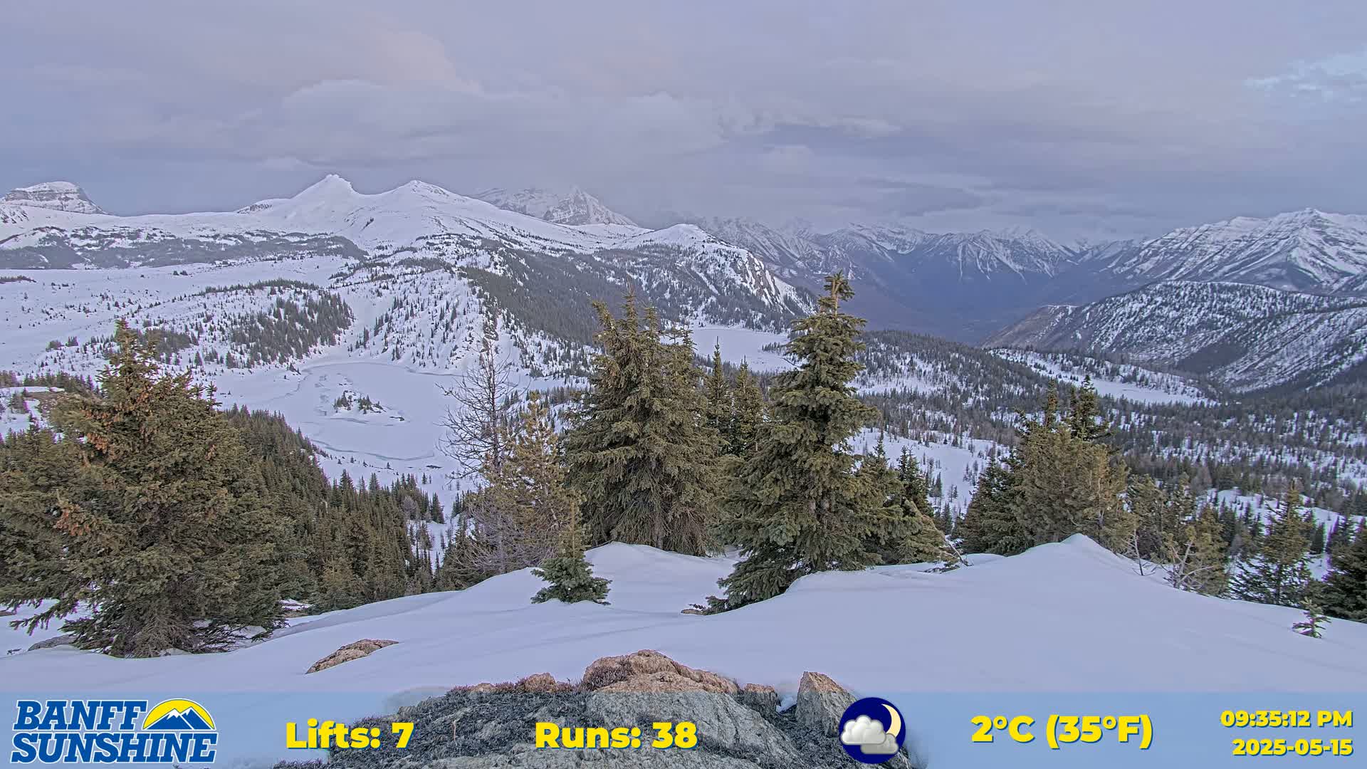 Banff Sunshine Ski Village Rock Isle Lake & Panaromic Rocky Mountain View  Live Cam - Banff, Alberta's Rockies, Alberta, Canada
