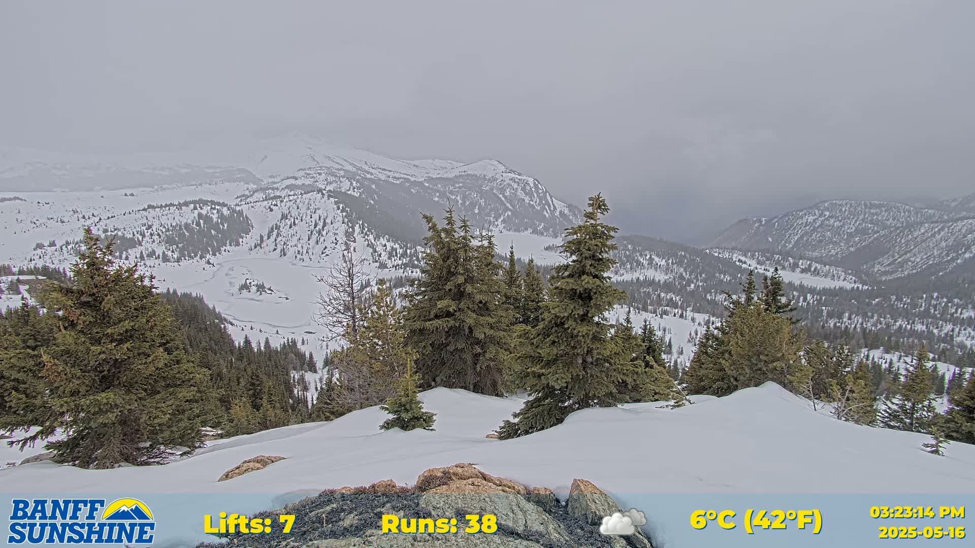Banff Sunshine Ski Village Rock Isle Lake & Panaromic Rocky Mountain View  Live Cam - Banff, Alberta's Rockies, Alberta, Canada