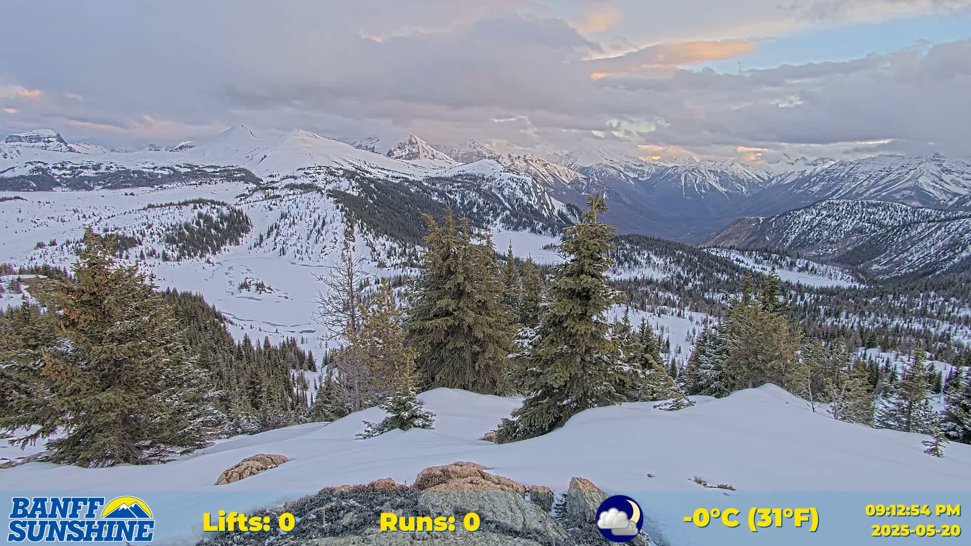 Banff Sunshine Ski Village Rock Isle Lake & Panaromic Rocky Mountain View  Live Cam - Banff, Alberta's Rockies, Alberta, Canada
